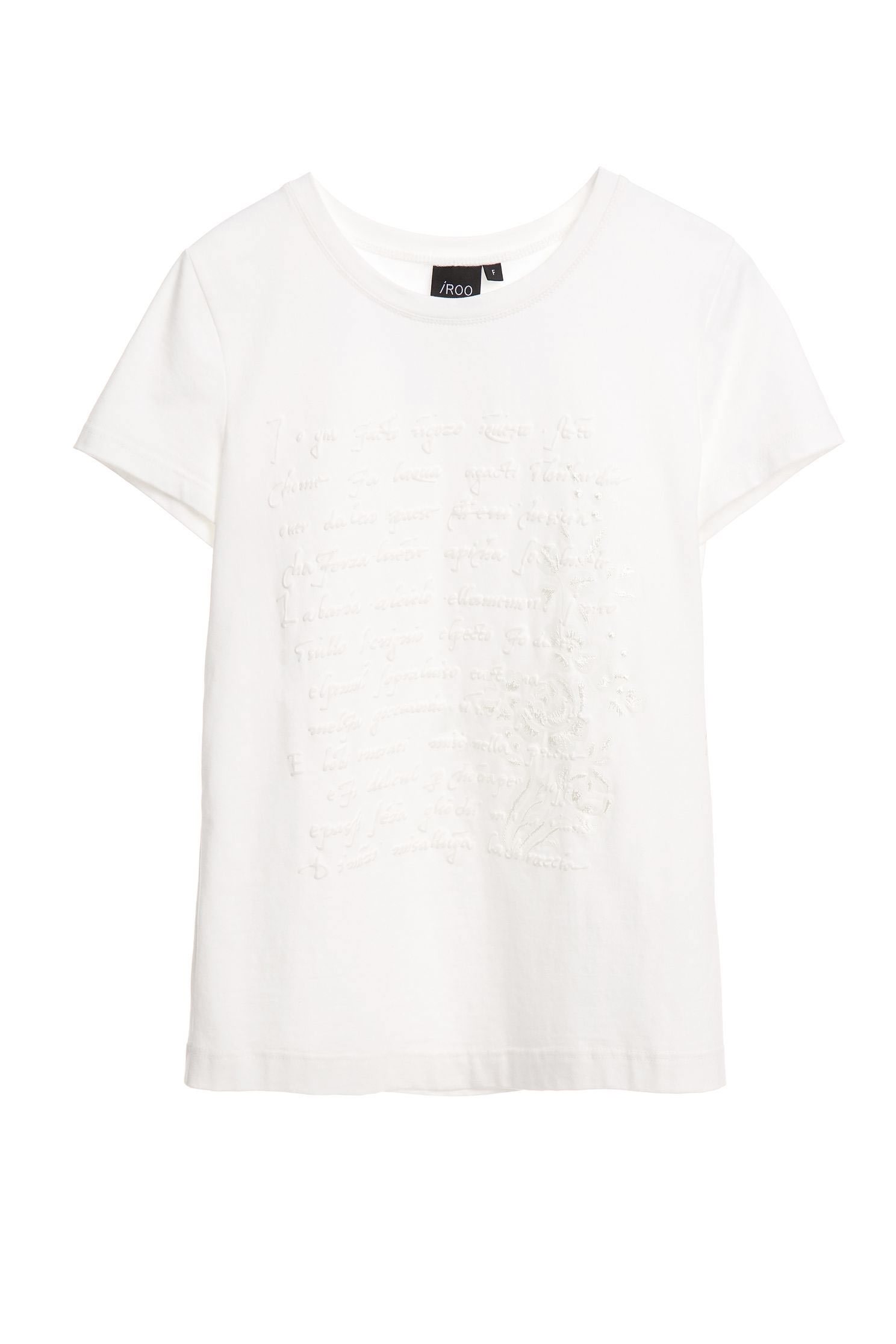Embroidered foam print T-shirt,t-shirt,t-shirt,top,embroidery,embroideredtop,roundnecktop,whitetop,shortsleevetop,cotton,embroidered,embroideredtop
