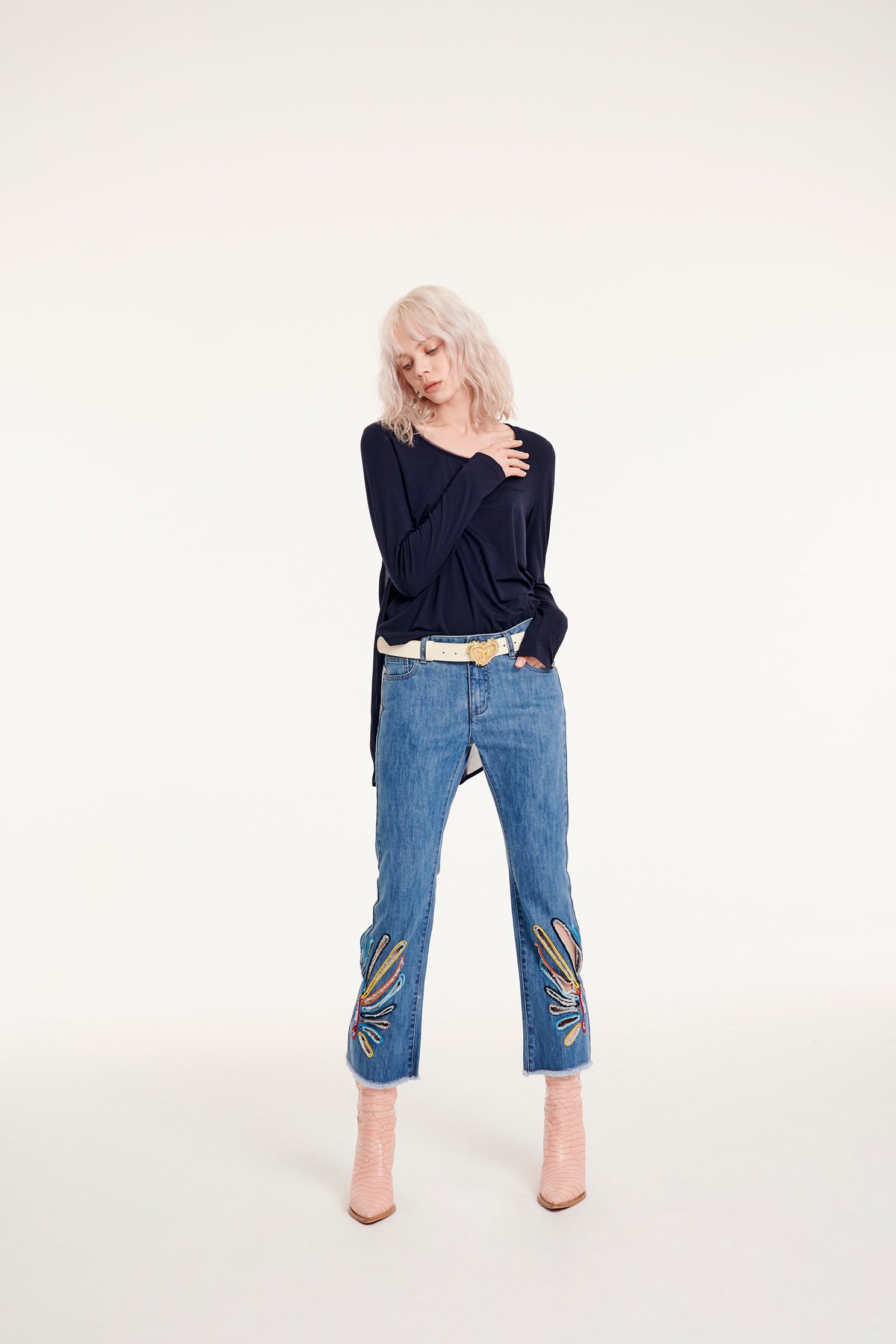Navy Textured Top,top,roundnecktop,see-throughtop,longsleevetop,chiffon,chiffontop