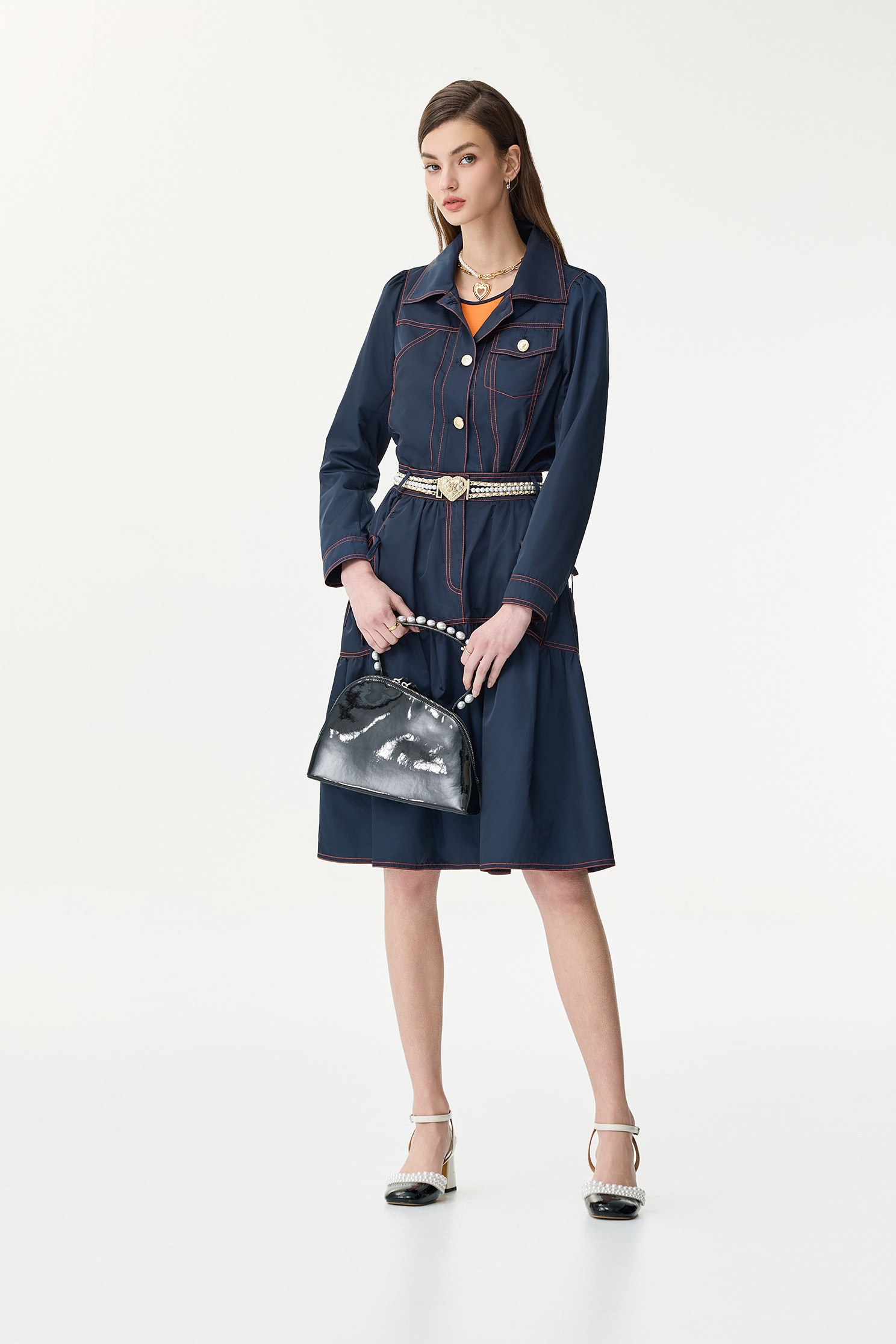 綴溫暖琥珀壓線上衣綴溫暖琥珀壓線上衣,一般外套,上衣,外套,春夏穿搭