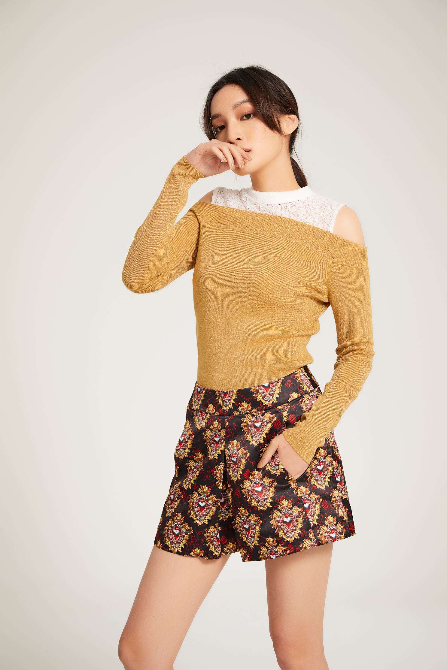 Off-shoulder knitwear,挖肩上衣,Fantasy purple,knitting,Knitted top,Knitted Top,長袖上衣