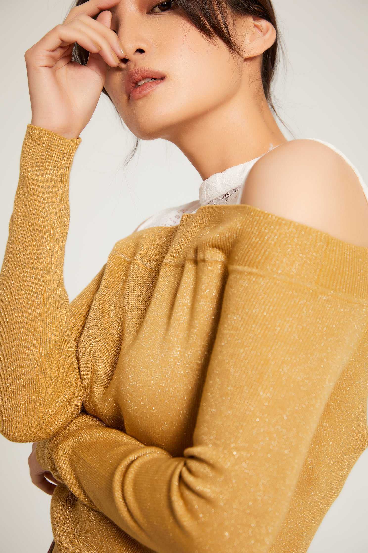 Off-shoulder knitwear,挖肩上衣,Fantasy purple,knitting,Knitted top,Knitted Top,長袖上衣