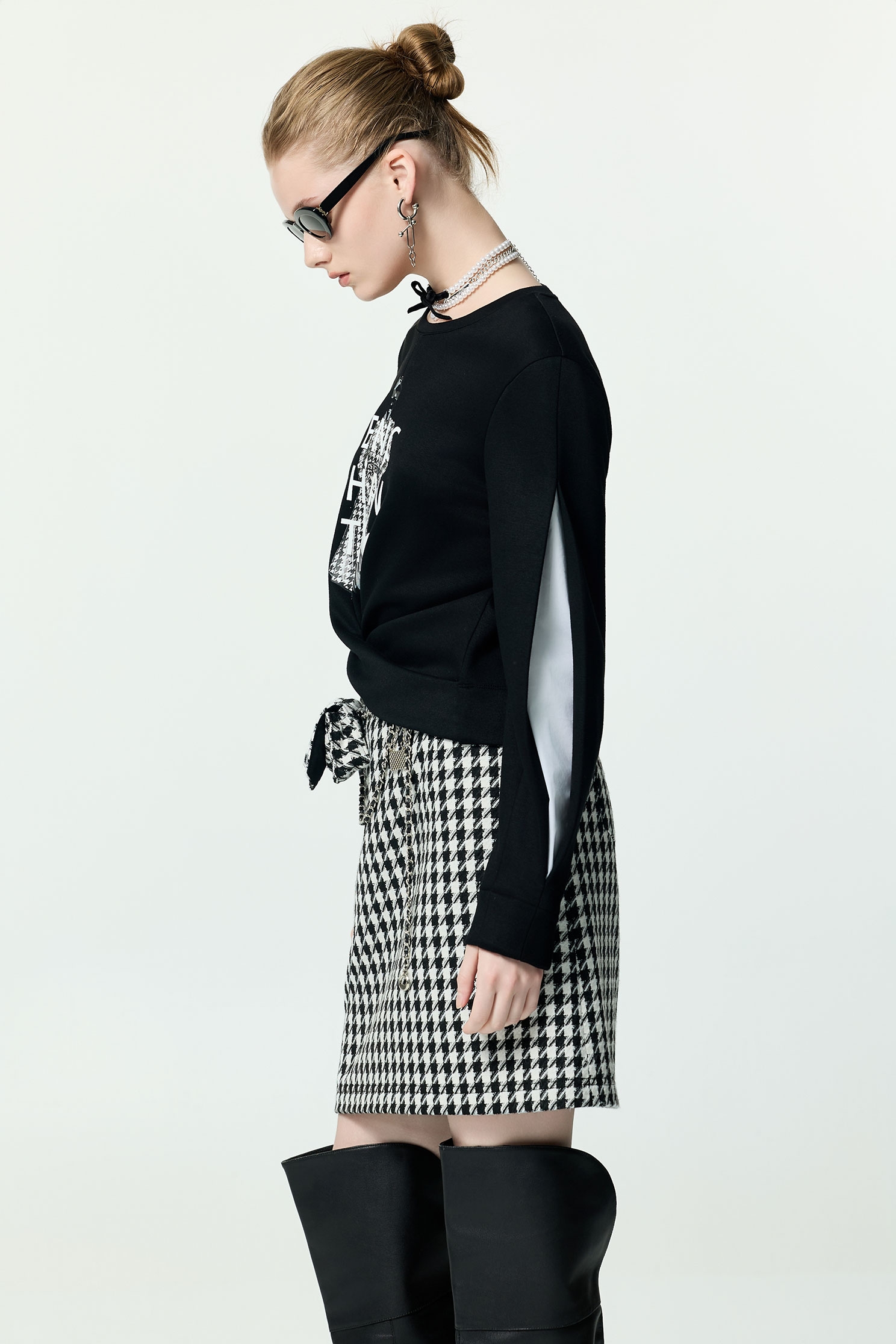 千鳥圖騰印花T單品上衣千鳥圖騰印花T單品上衣,上班OL穿搭,上衣,秋冬穿搭,襯衫