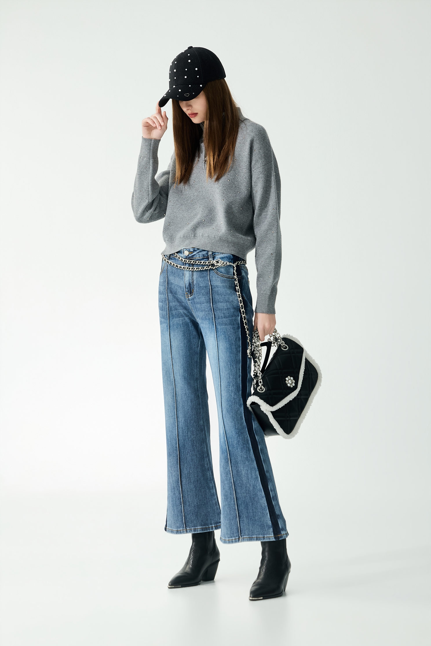 薄暮灰閃光針織上衣薄暮灰閃光針織上衣,上衣,人氣商品,秋冬穿搭,簡約穿搭,針織,針織上衣,針織衫