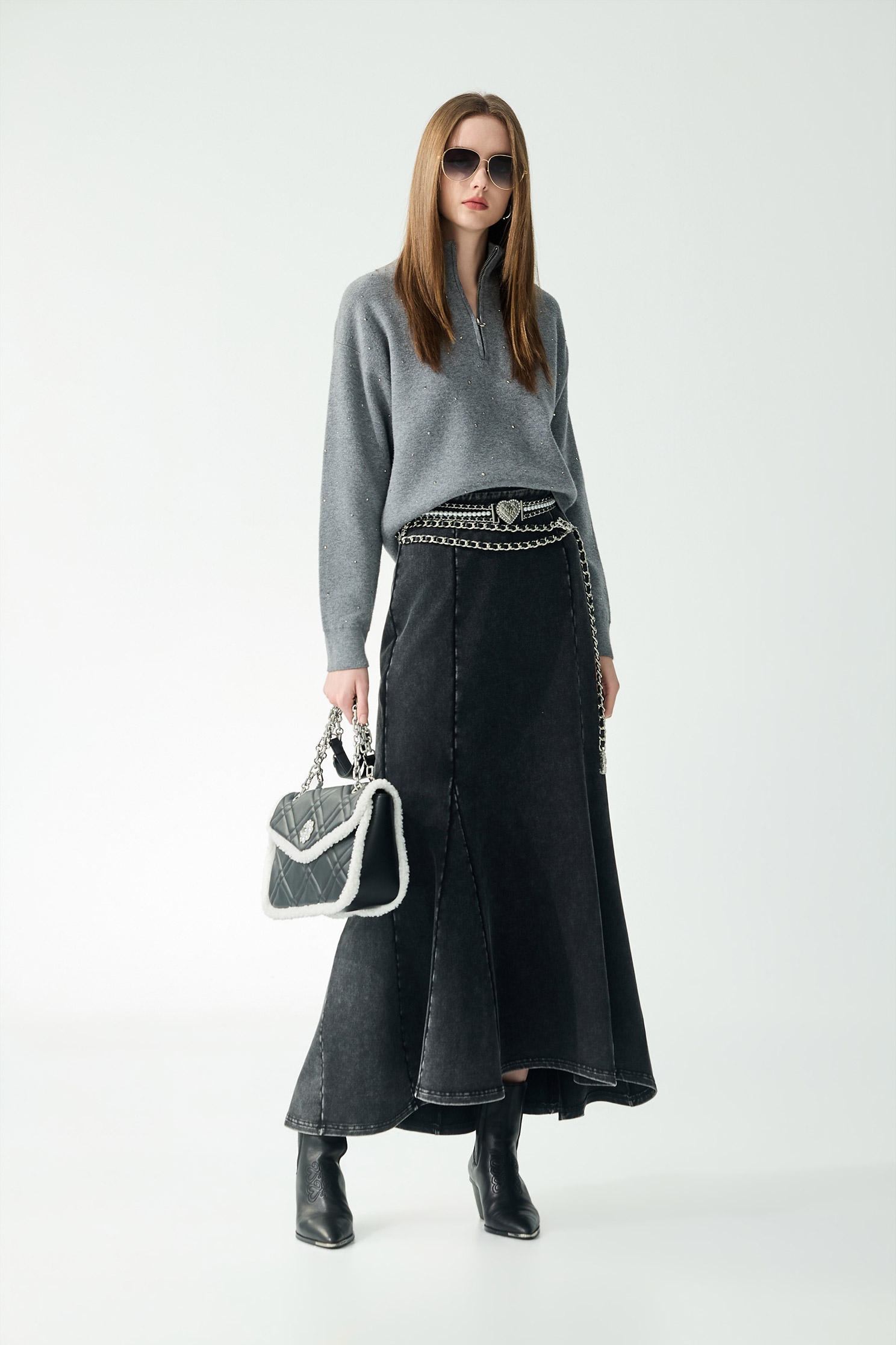 薄暮灰閃光針織上衣薄暮灰閃光針織上衣,上衣,人氣商品,秋冬穿搭,簡約穿搭,針織,針織上衣,針織衫