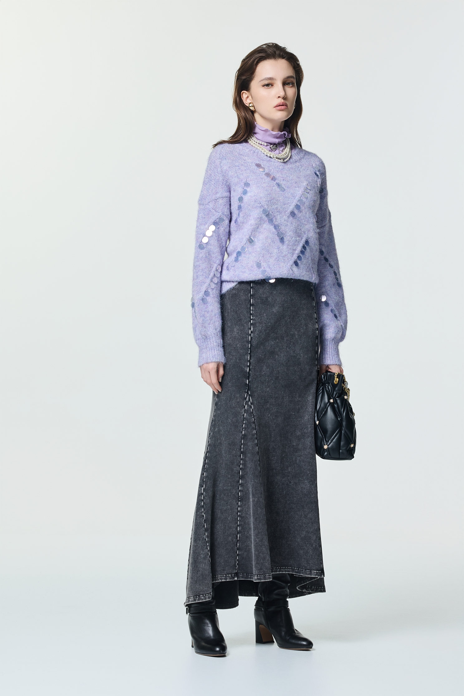 銀河丁香紫針織上衣銀河丁香紫針織上衣,上衣,秋冬穿搭,約會特輯,針織,針織上衣,針織衫