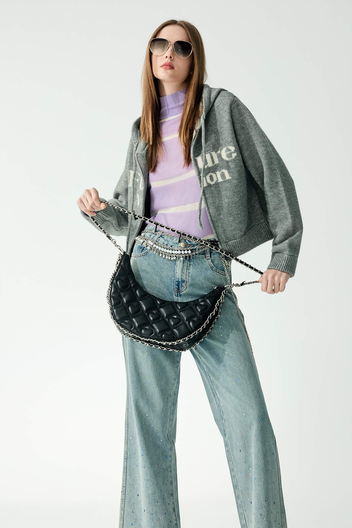 薰衣草色簍空條針織上衣薰衣草色簍空條針織上衣,上衣,條紋,秋冬穿搭,約會特輯,針織,針織上衣,針織衫