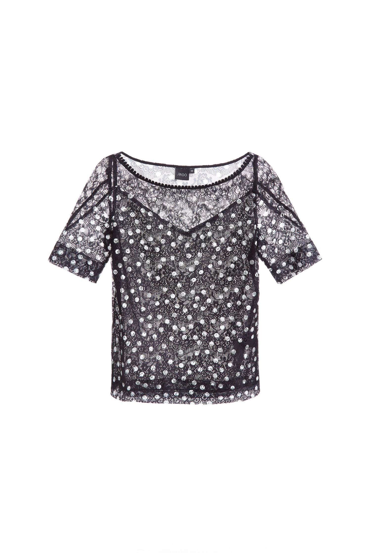 Polka dots lace design top,top,lace,lacedtop,girlfriendsspringtour