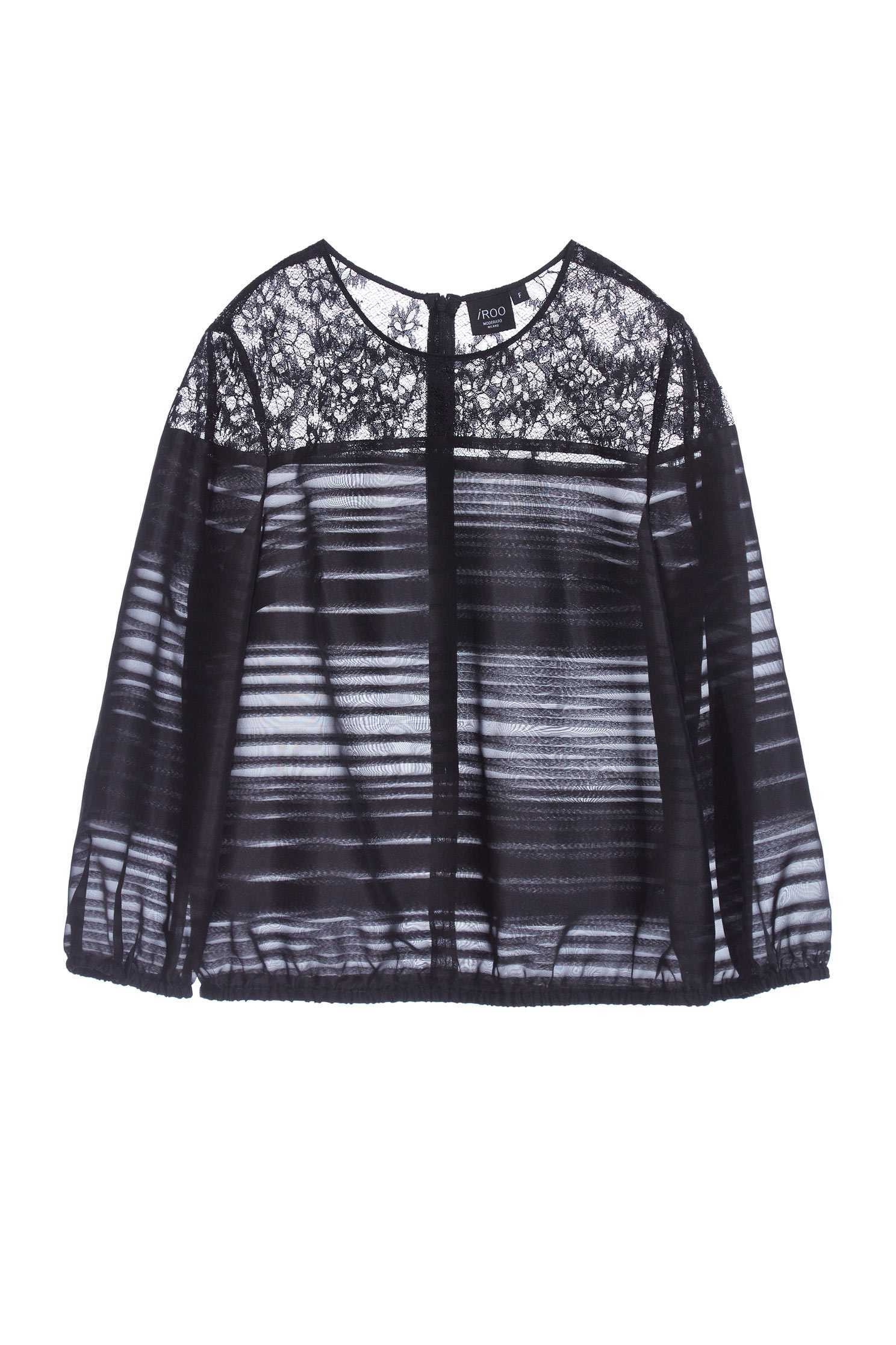 Elegant translucent top,top,roundnecktop,lace,lacedtop,see-throughtop,longsleevetop,blacktop