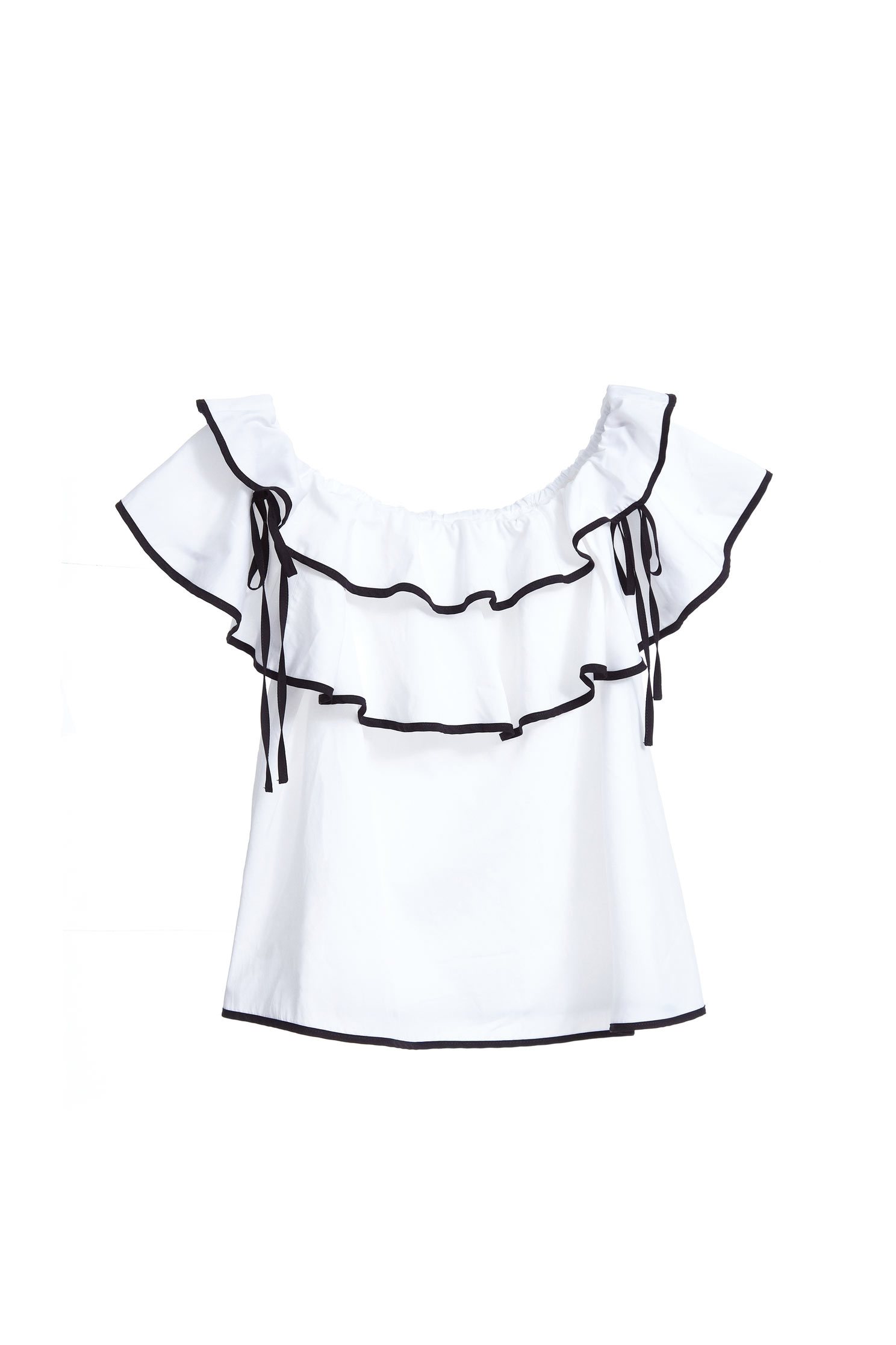 Stringy selvedge top,Off shoulder Top,Top,Rayon,Off Shoulder Top,白色上衣,短袖上衣