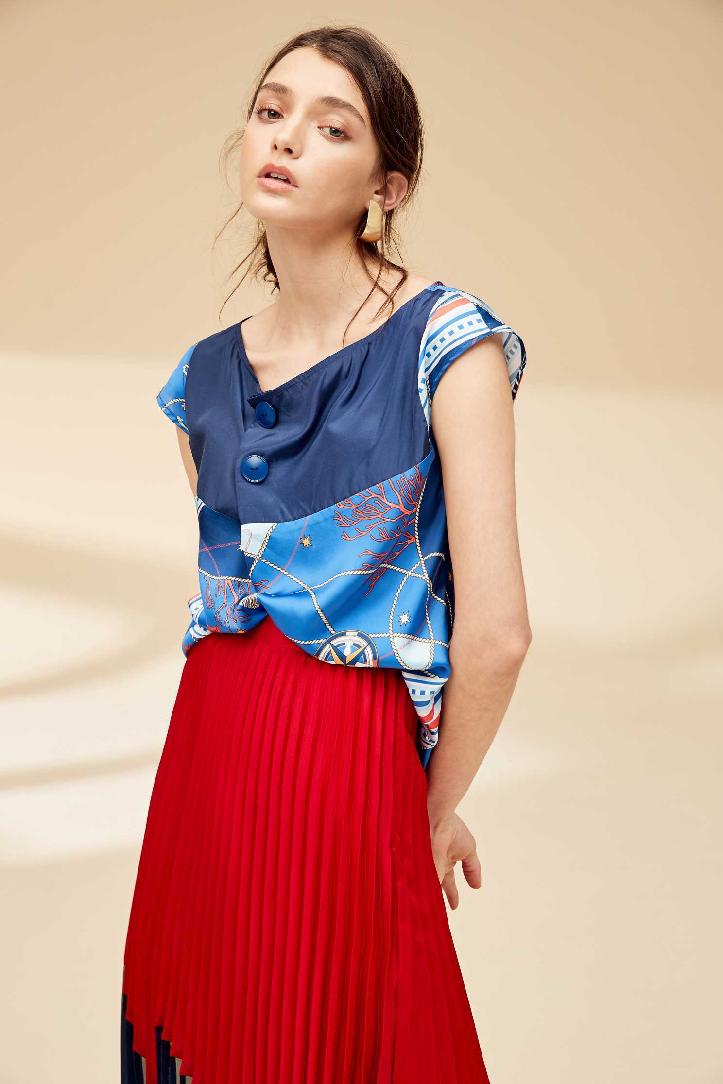 Ocean sytle fashion top,top,roundnecktop,shortsleevetop