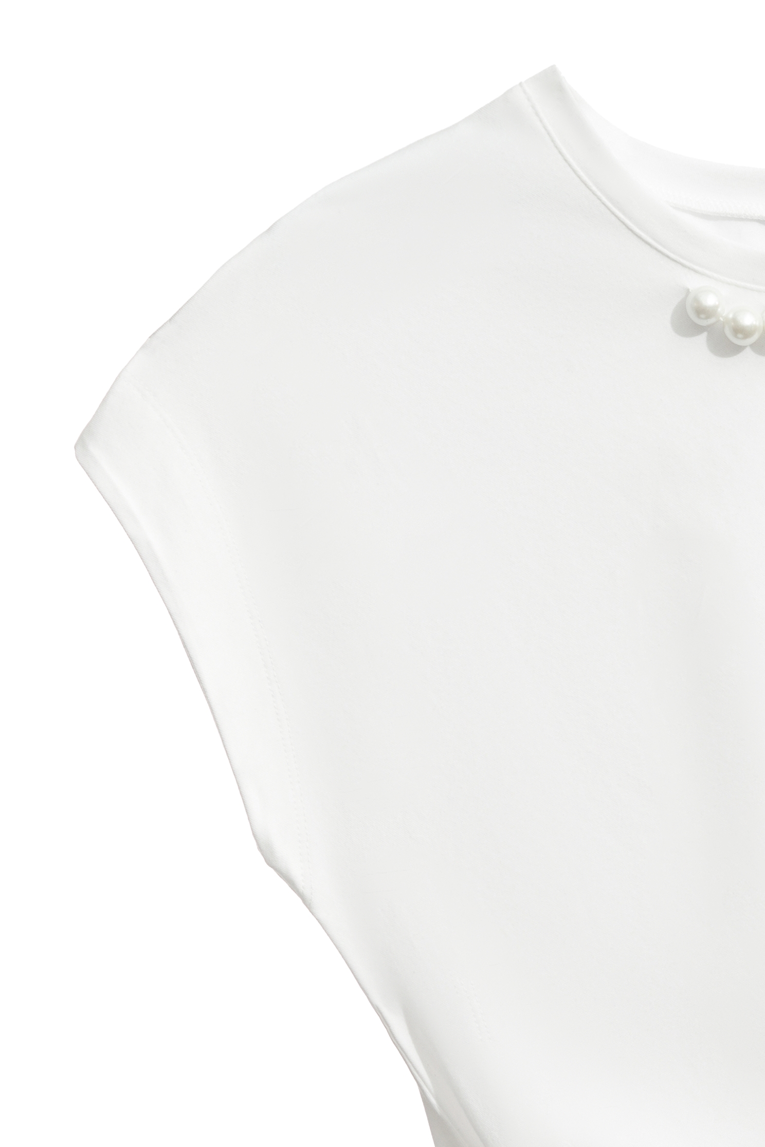 交叉抽皺下擺Ｔ恤交叉抽皺下擺Ｔ恤,上衣,春夏穿搭,珍珠,白色上衣,純棉