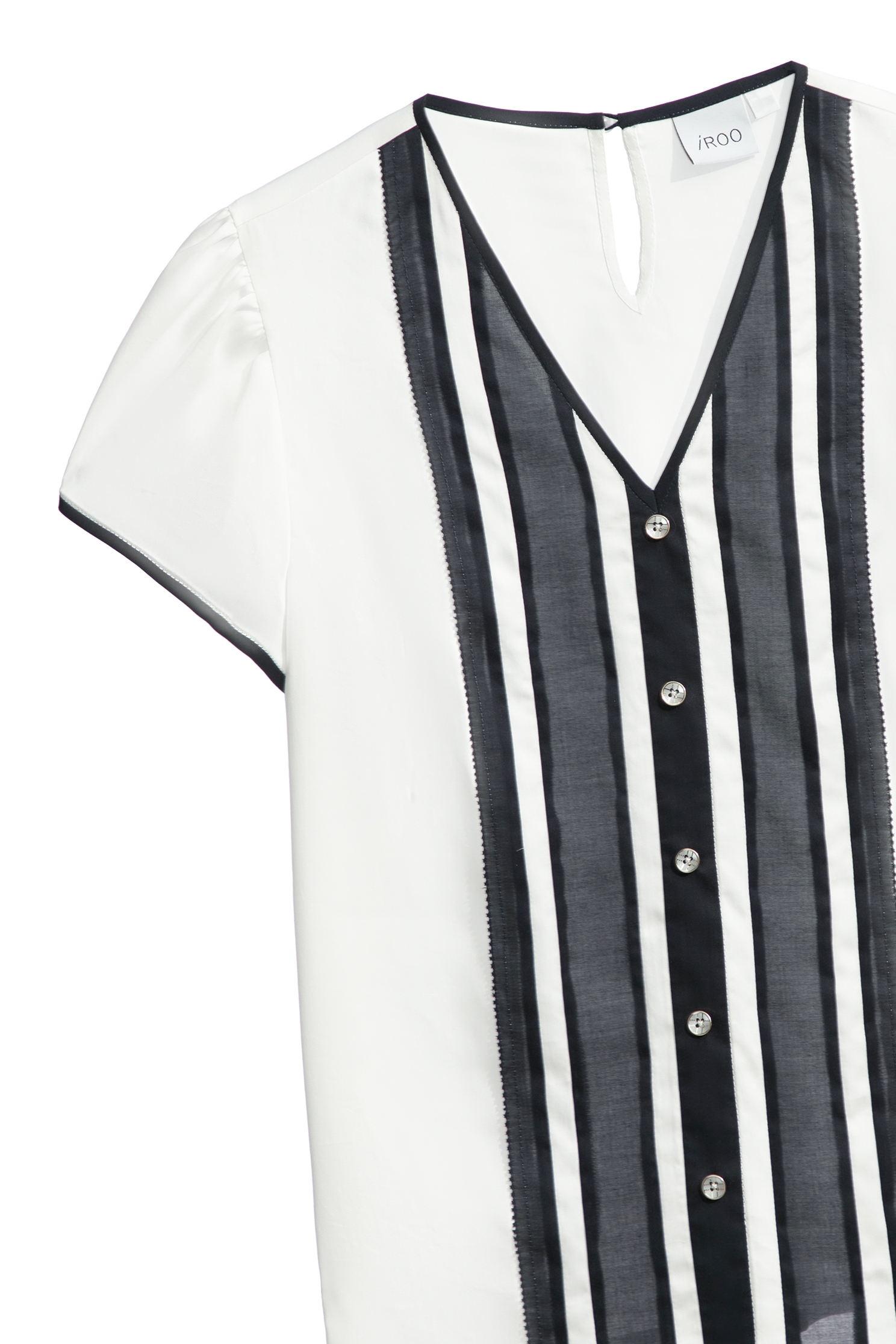 跳色條拼接單品上衣跳色條拼接單品上衣,上衣,春夏穿搭,條紋,白色上衣,約會特輯,蕾絲