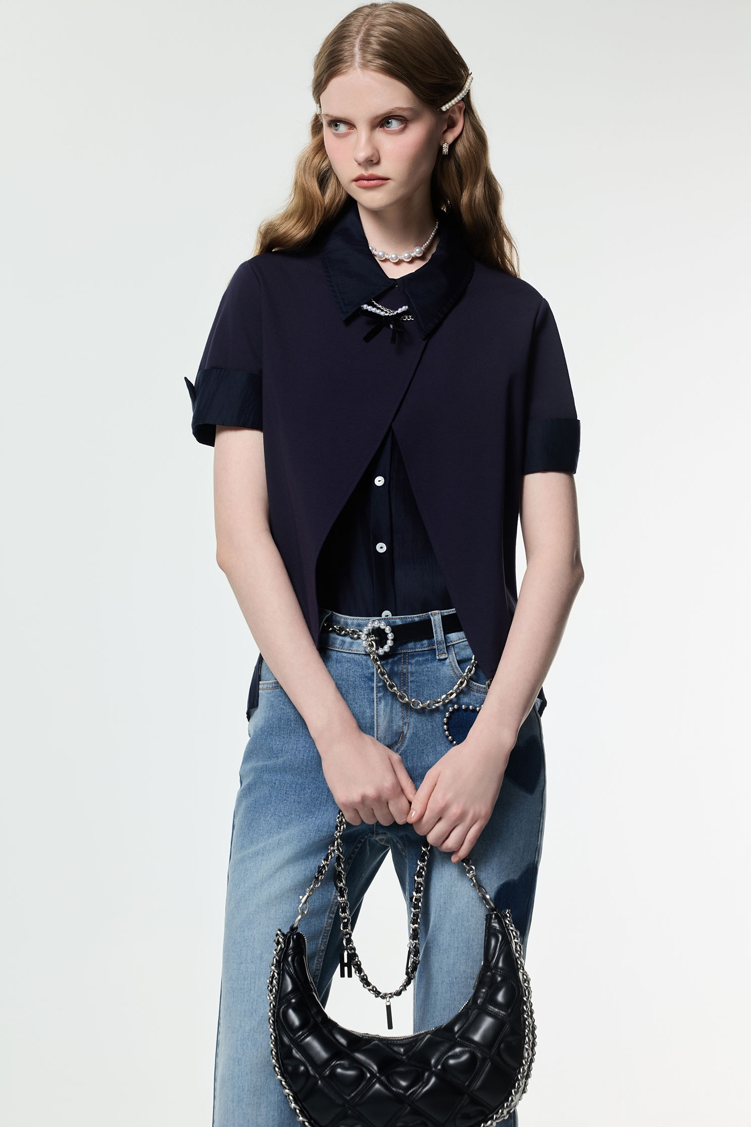 大洋藍層次單品上衣大洋藍層次單品上衣,上衣,人氣商品,春夏穿搭