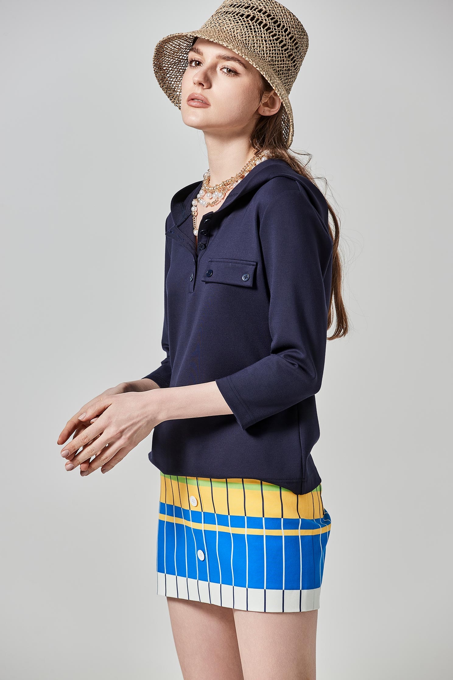 絲光羅馬布七分袖帽Ｔ絲光羅馬布七分袖帽Ｔ,上衣,人氣商品,春夏穿搭