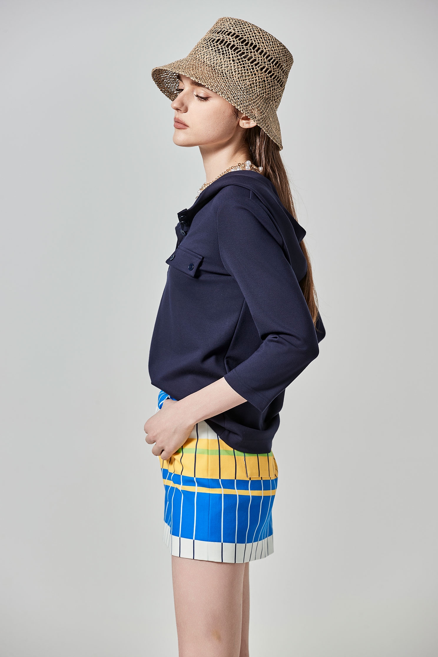 絲光羅馬布七分袖帽Ｔ絲光羅馬布七分袖帽Ｔ,上衣,人氣商品,春夏穿搭