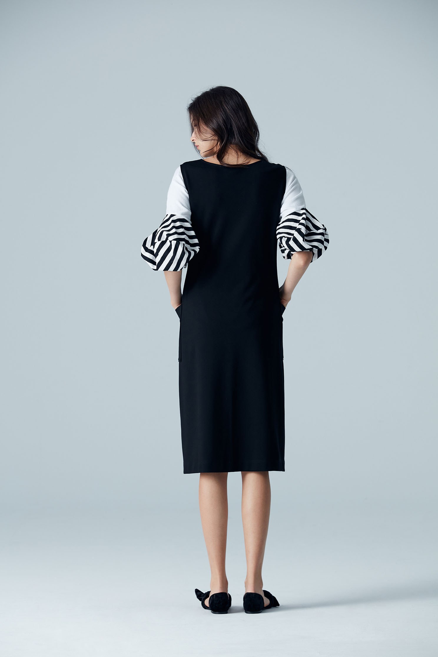 Stylish top with stripe puff sleeves,top,puffsleevetop