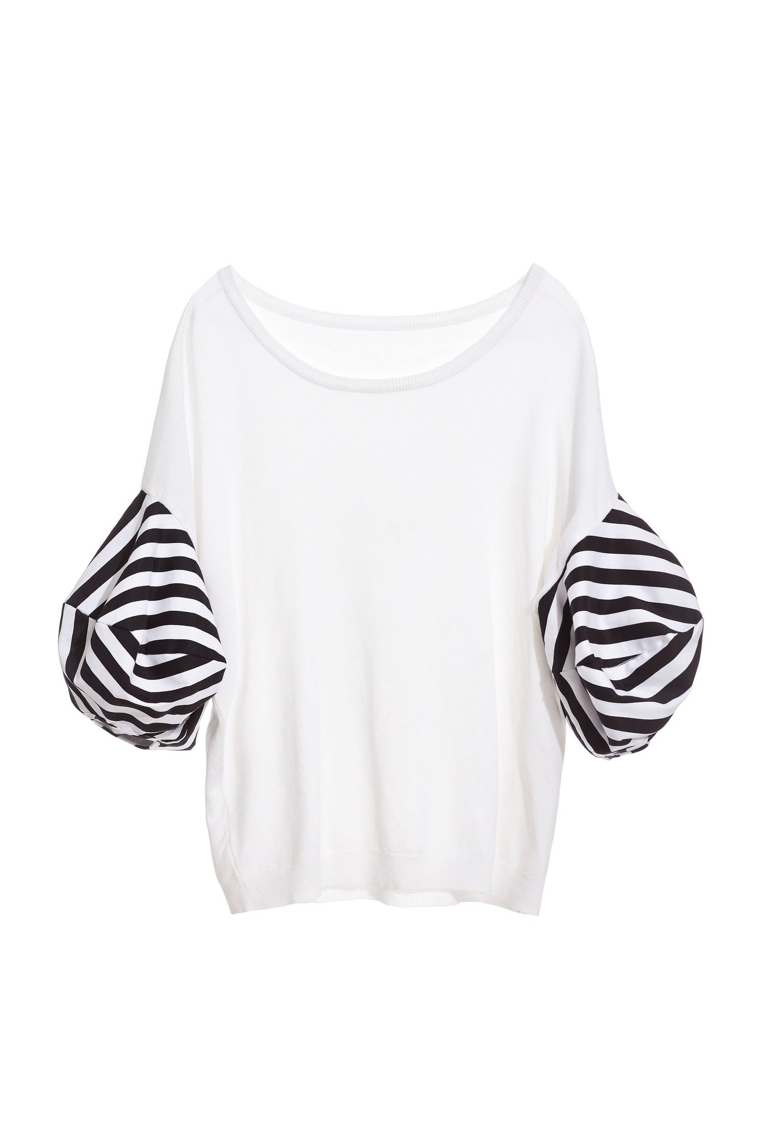 Stylish top with stripe puff sleeves,top,puffsleevetop