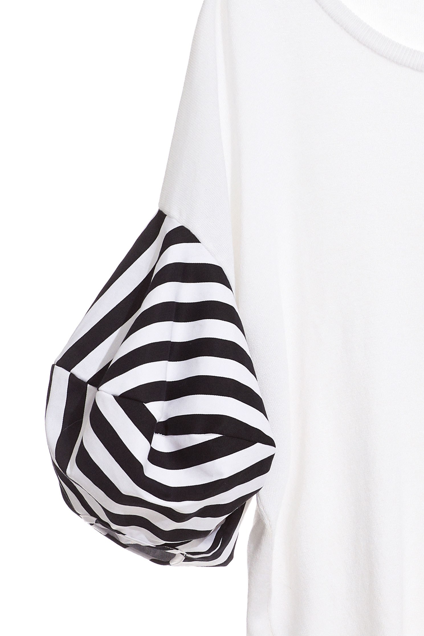 Stylish top with stripe puff sleeves,top,puffsleevetop