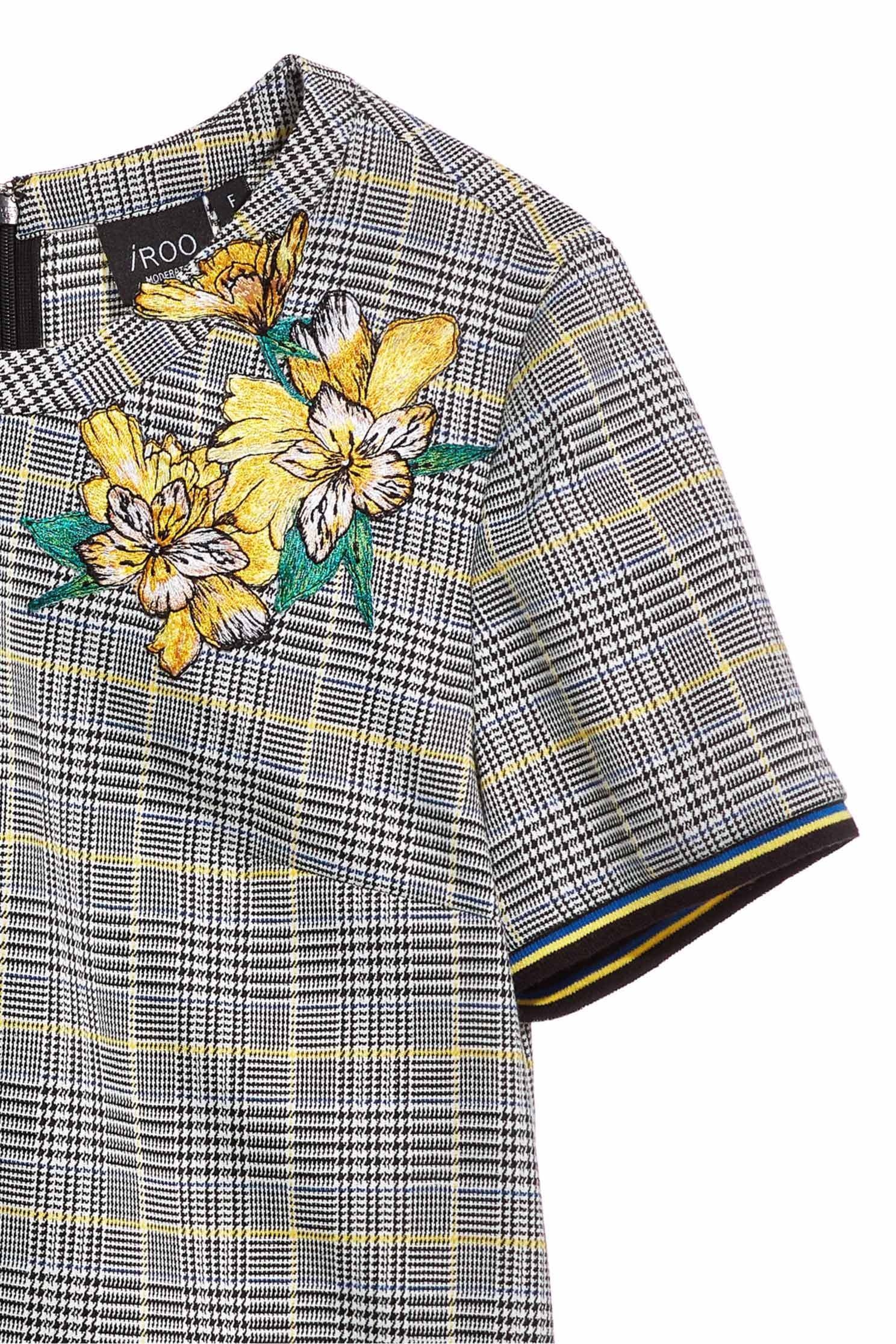 Classic England checkered Design embroidery Short Sleeve Top,top,embroidery,embroideredtop,shortsleevetop,embroidered,embroideredtop
