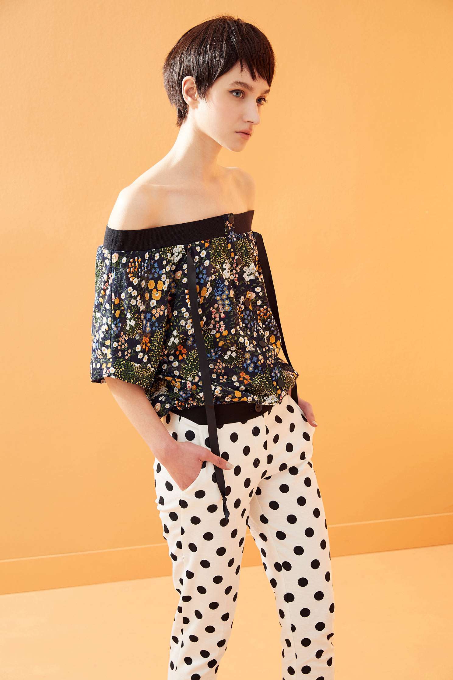 Vintage floral fashion top,top,roundnecktop,shortsleevetop