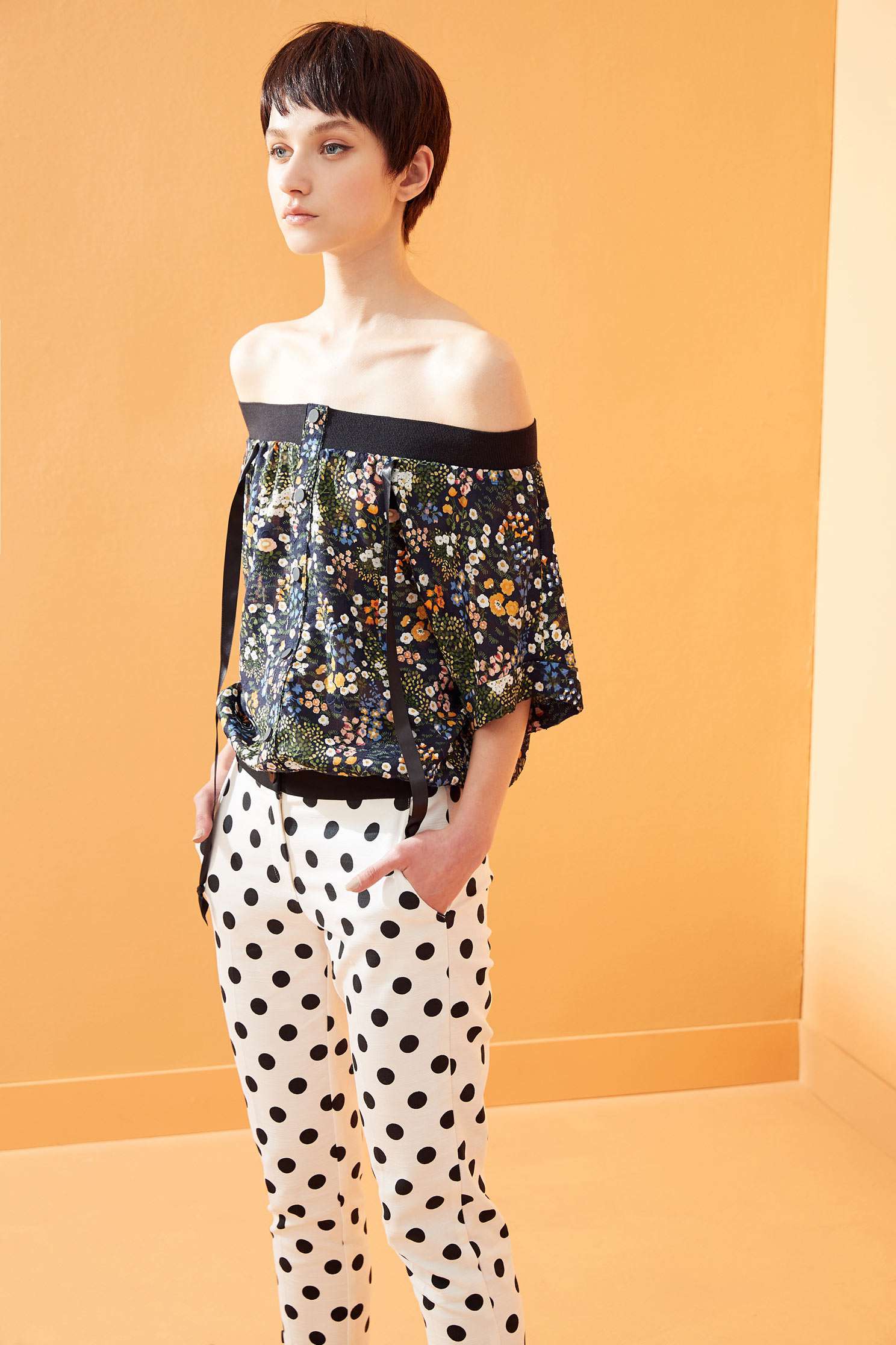 Vintage floral fashion top,top,roundnecktop,shortsleevetop