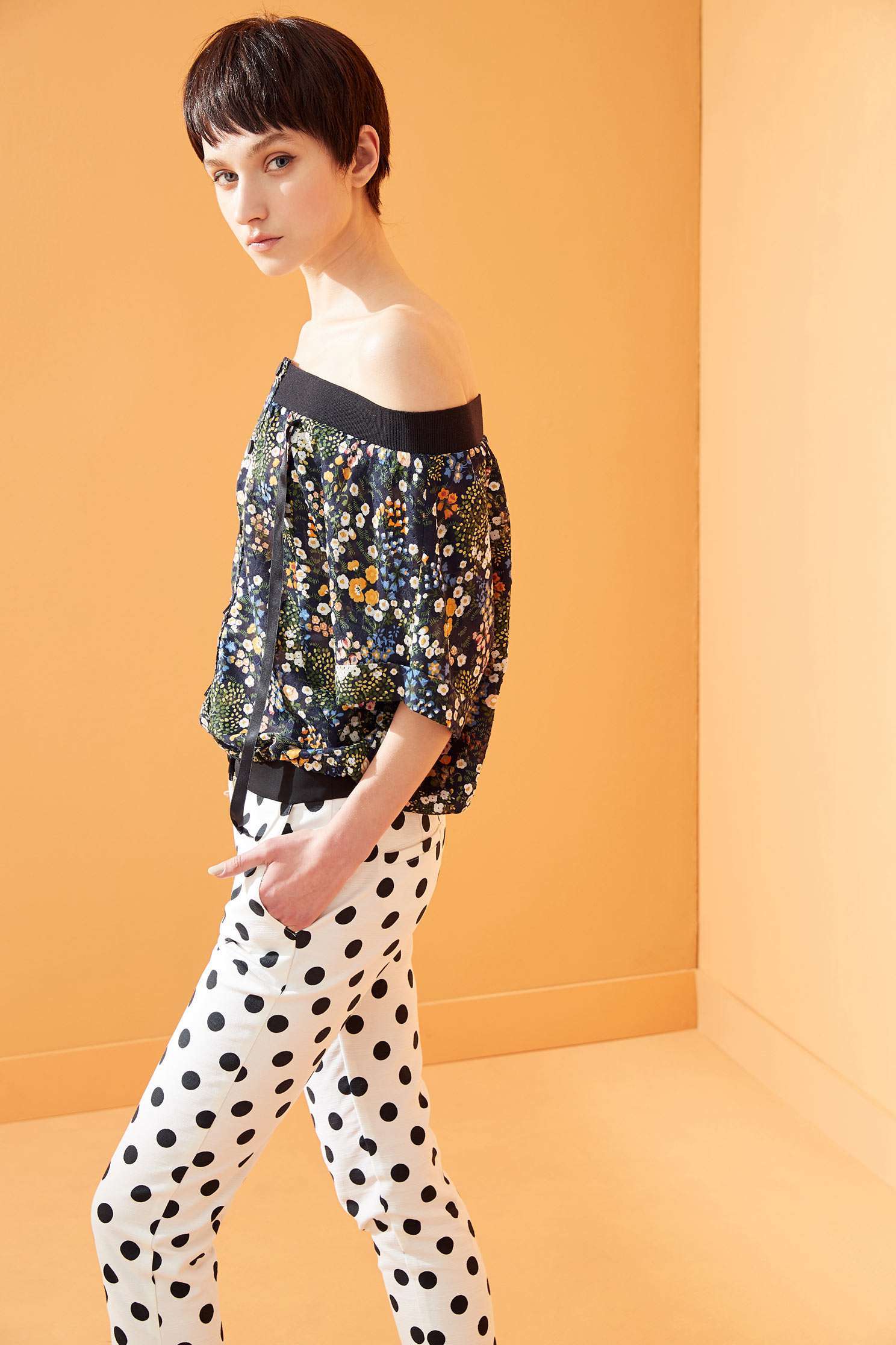 Vintage floral fashion top,top,roundnecktop,shortsleevetop