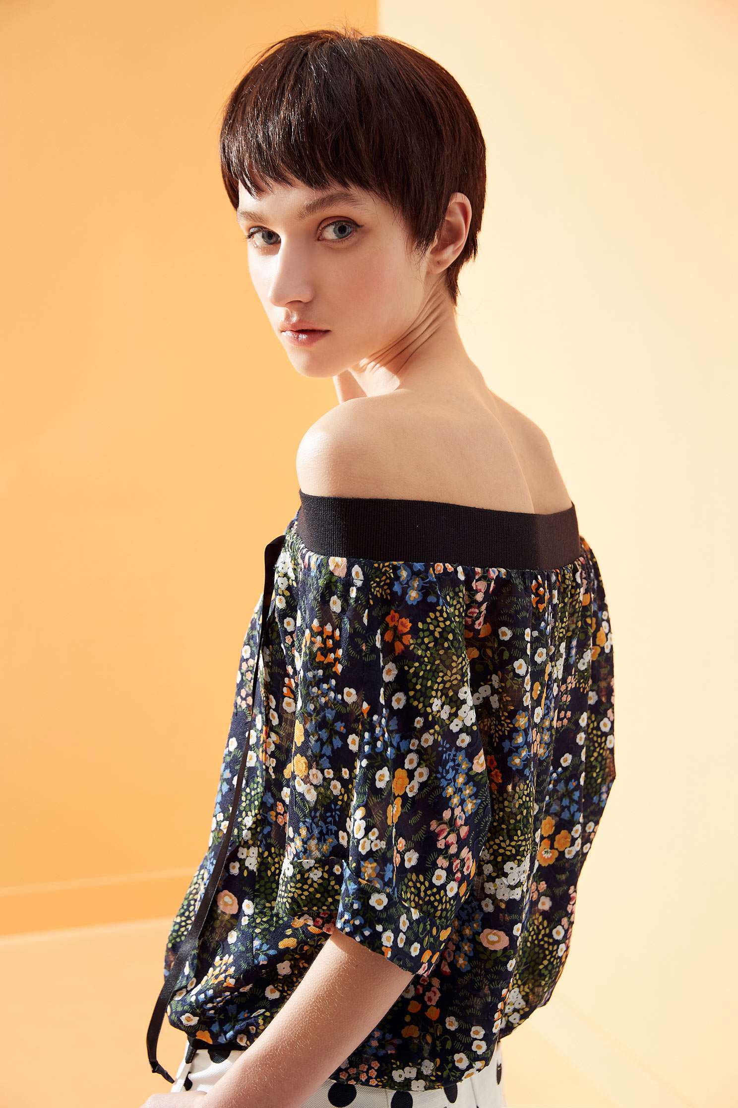 Vintage floral fashion top,top,roundnecktop,shortsleevetop