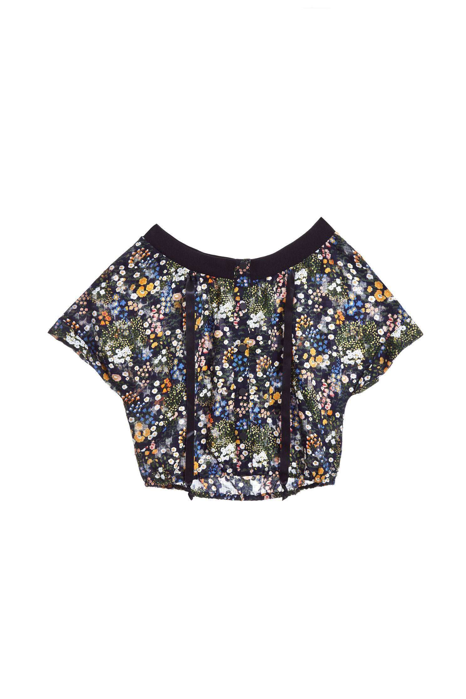 Vintage floral fashion top,top,roundnecktop,shortsleevetop