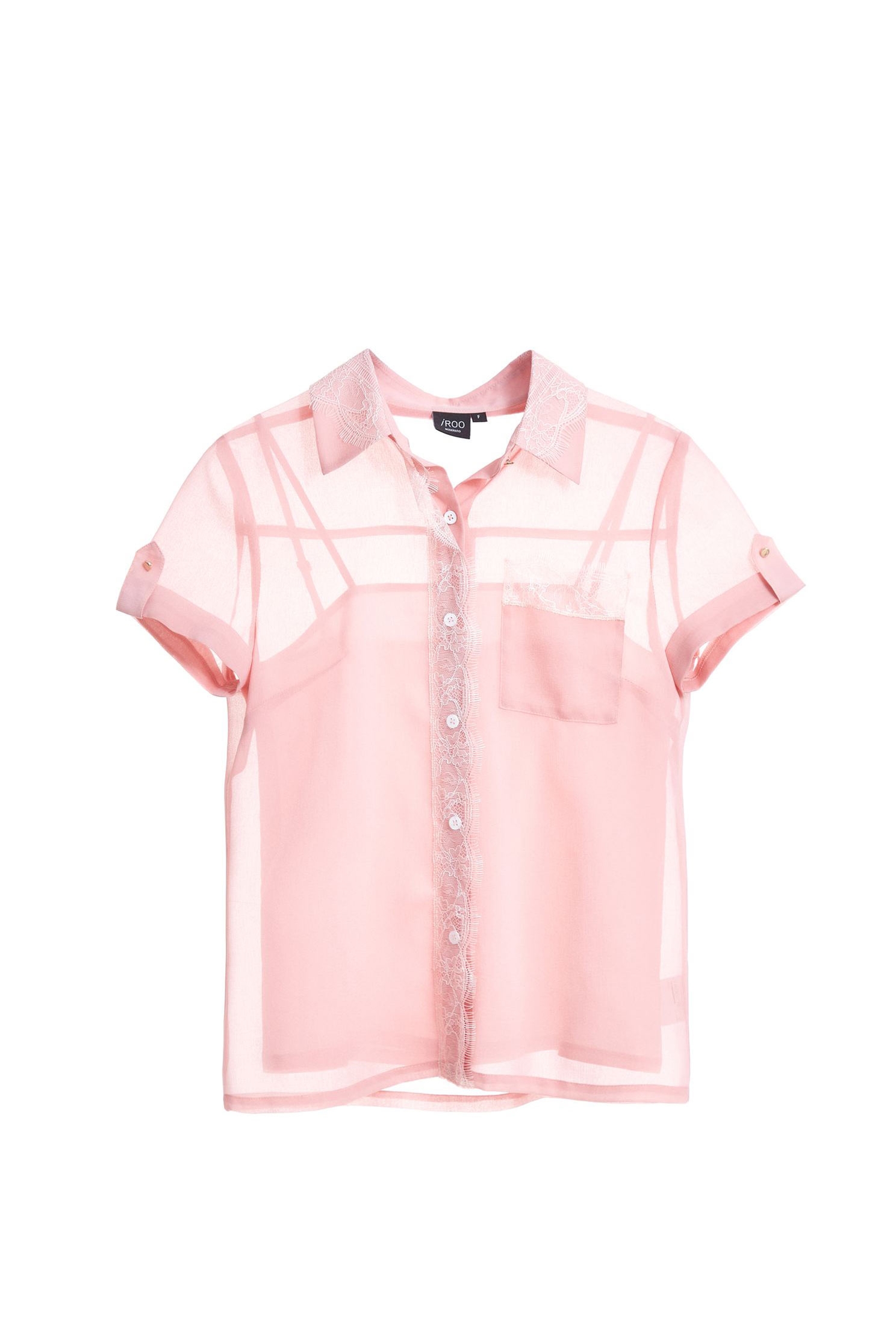 Lace micro-transparent short-sleeved top,top,shortsleevetop,lace,lacedtop,blouse,see-throughtop