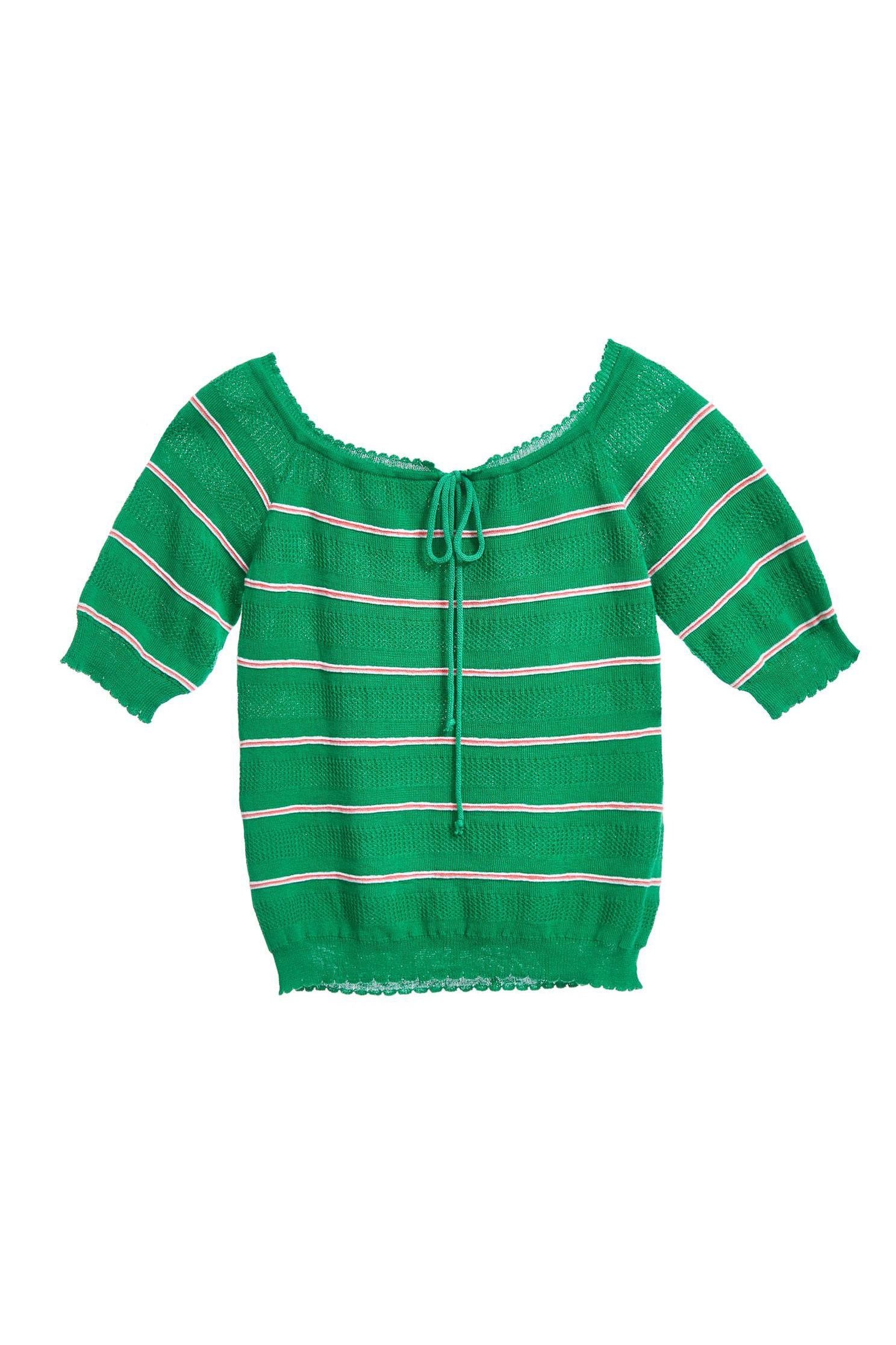Striped slim knit top