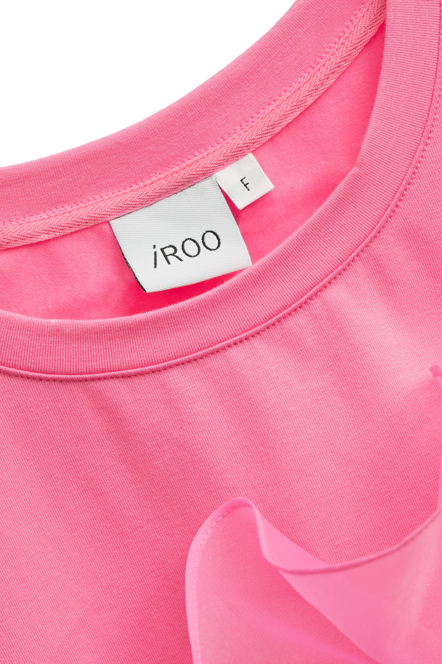 閃粉色半愛心造型Ｔ恤閃粉色半愛心造型Ｔ恤,上衣,春夏穿搭,花花世界,荷葉