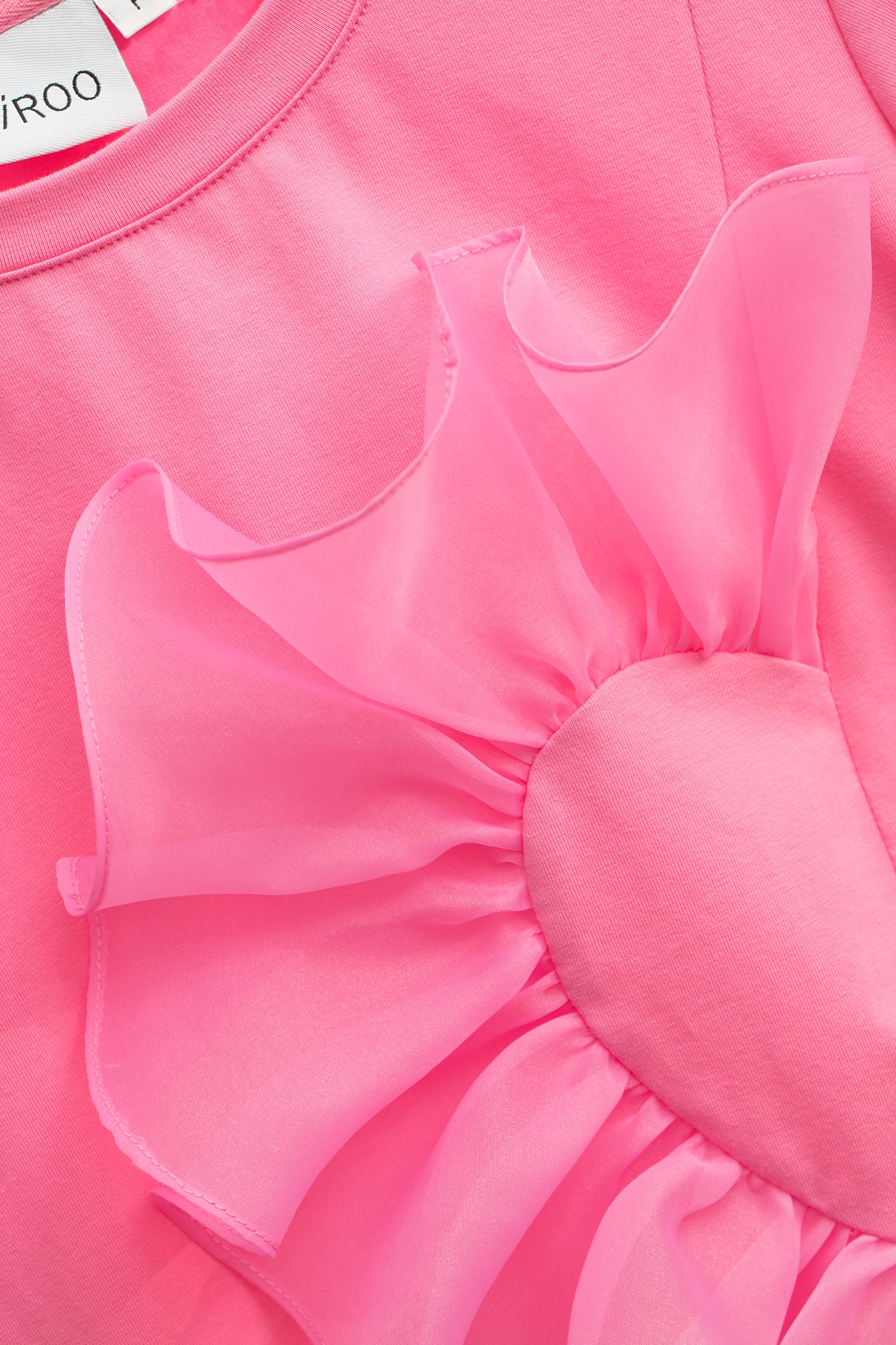 閃粉色半愛心造型Ｔ恤閃粉色半愛心造型Ｔ恤,上衣,春夏穿搭,花花世界,荷葉