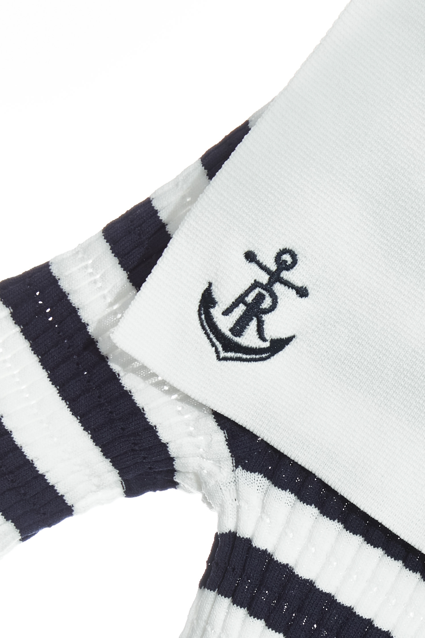 海軍藍白條披領針織上衣海軍藍白條披領針織上衣,上衣,春夏穿搭,條紋,繡花,針織,針織衫