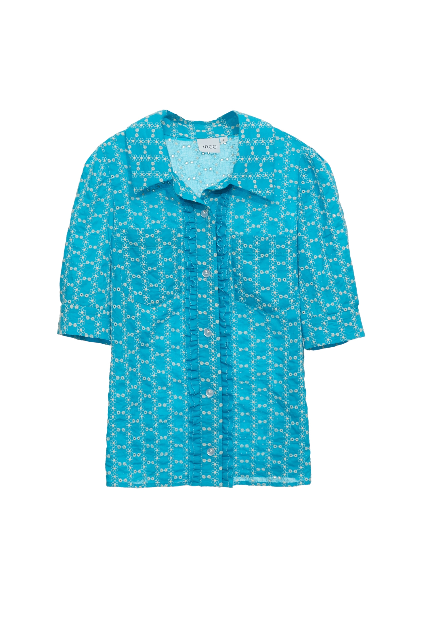 水生藍刺繡上衣水生藍刺繡上衣,上衣,刺繡,春夏穿搭,繡花上衣,荷葉,襯衫