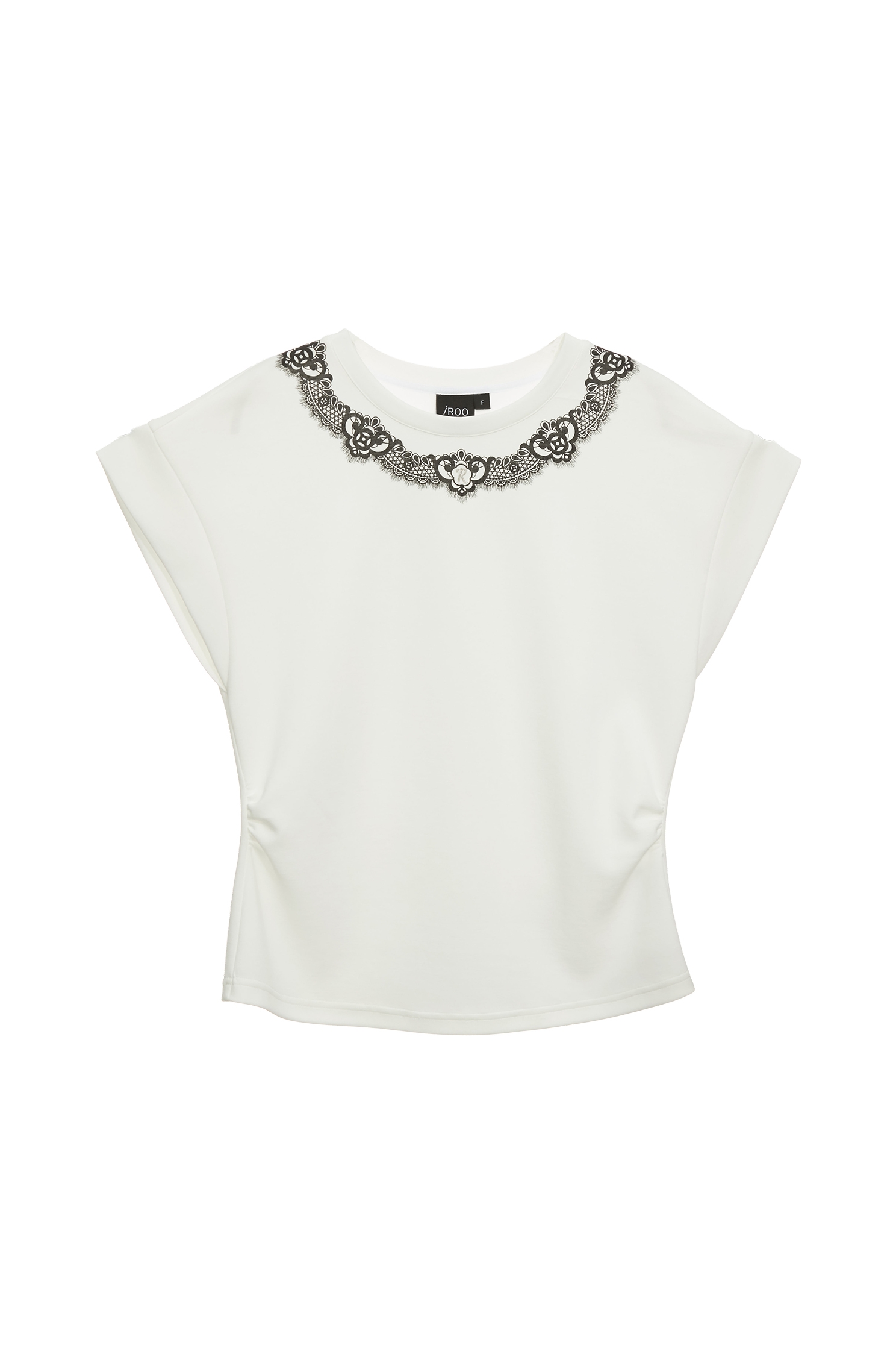 黑蕾絲印花修身T恤黑蕾絲印花修身T恤,T恤,上衣,春夏穿搭,花花世界,蕾絲,蕾絲上衣