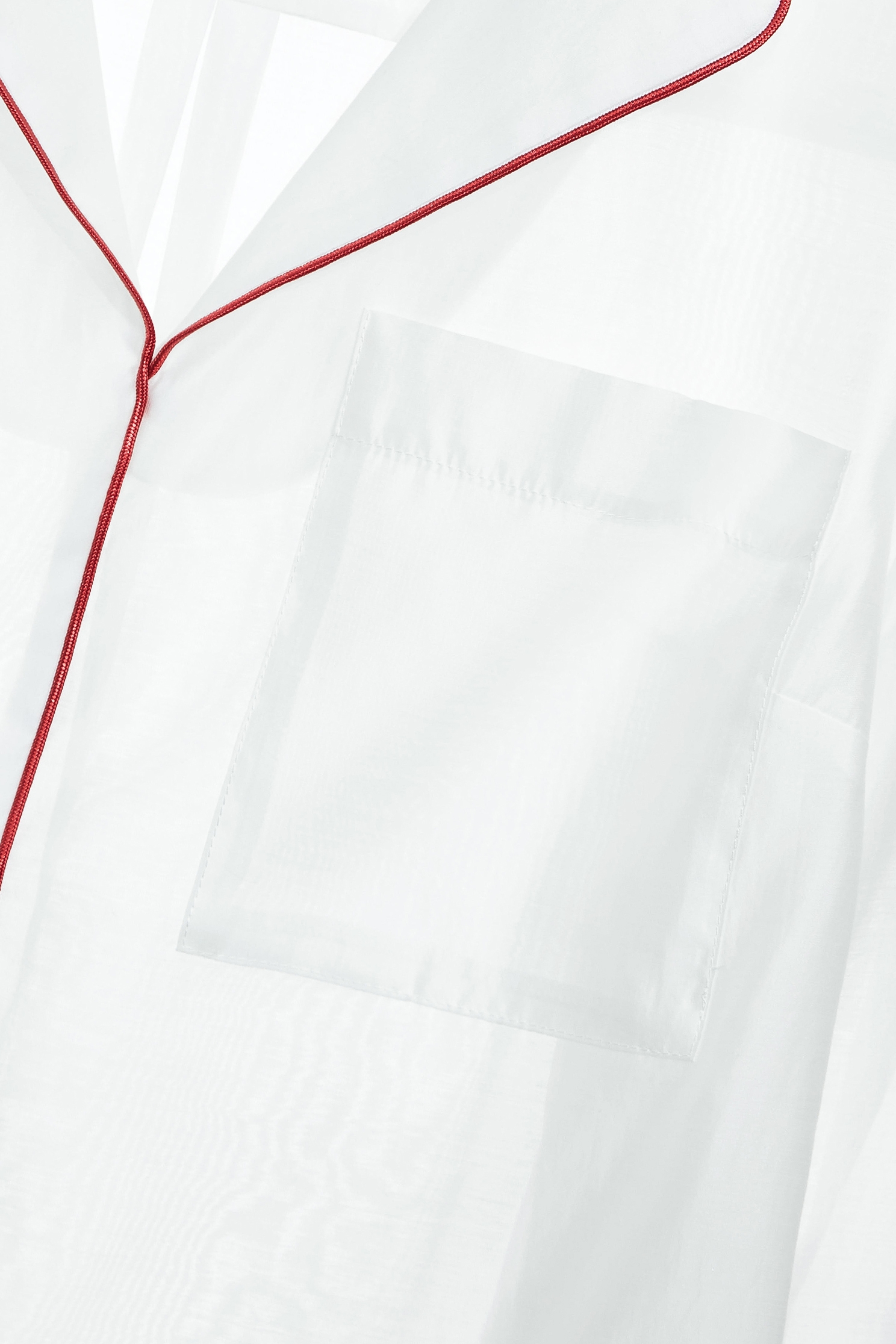 白絲棉撞色線七分袖上衣白絲棉撞色線七分袖上衣,七分袖上衣,上班OL穿搭,上衣,春夏穿搭,白色上衣,襯衫,透膚上衣