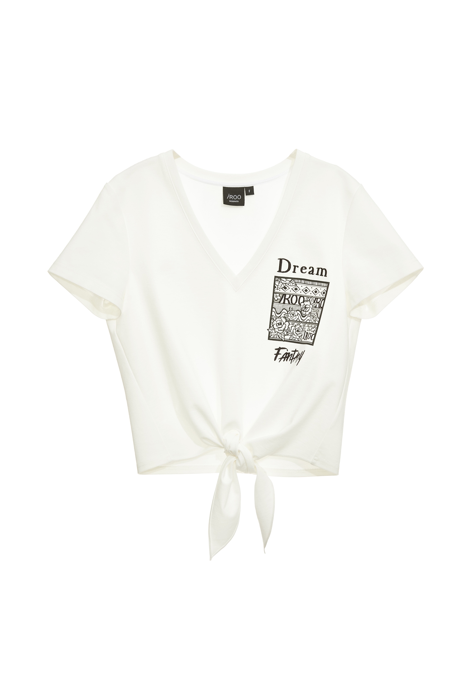 玫瑰印繡綁帶短Ｔ恤玫瑰印繡綁帶短Ｔ恤