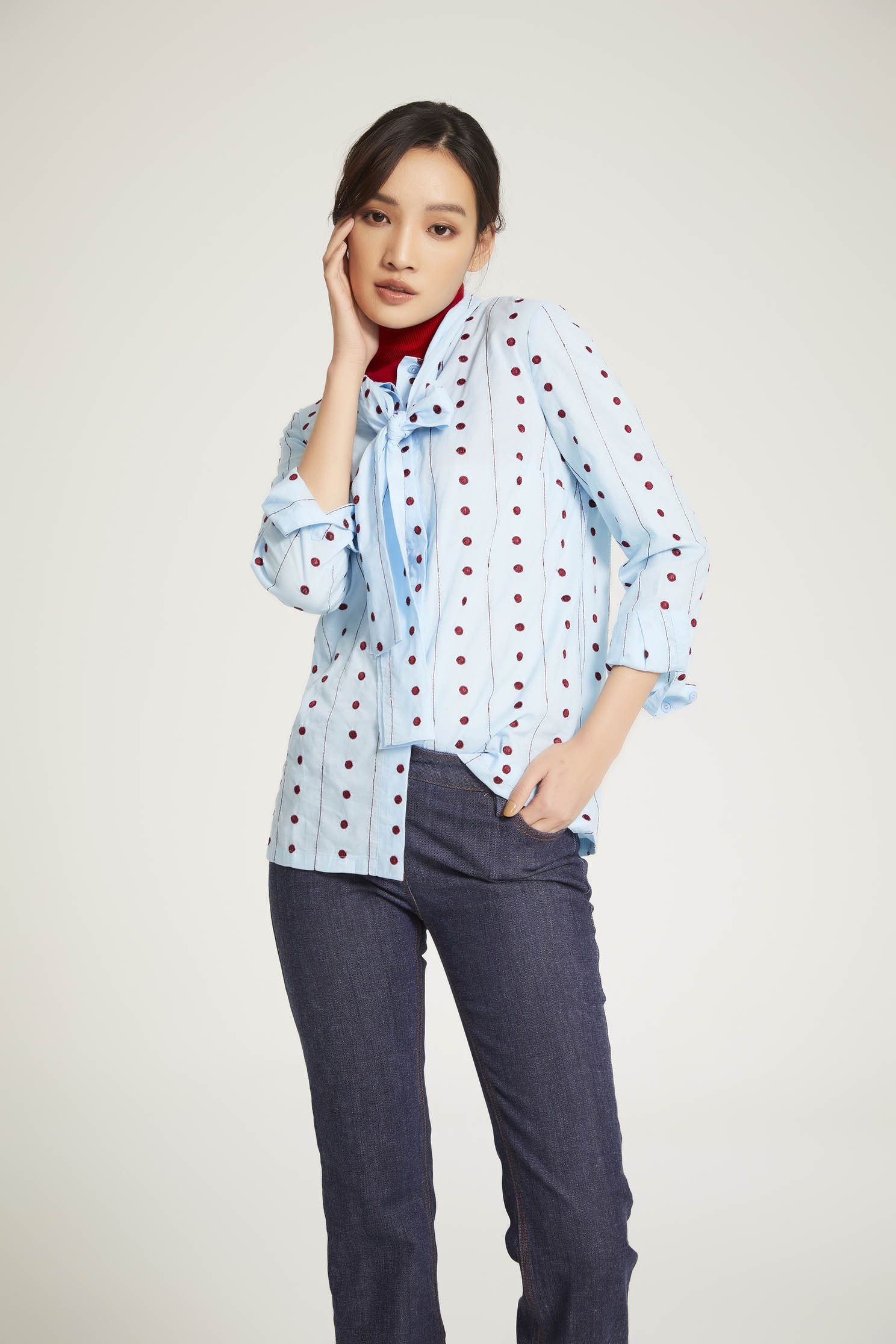 printed knotted shirt,Blouse,Fairlsle life,長袖上衣
