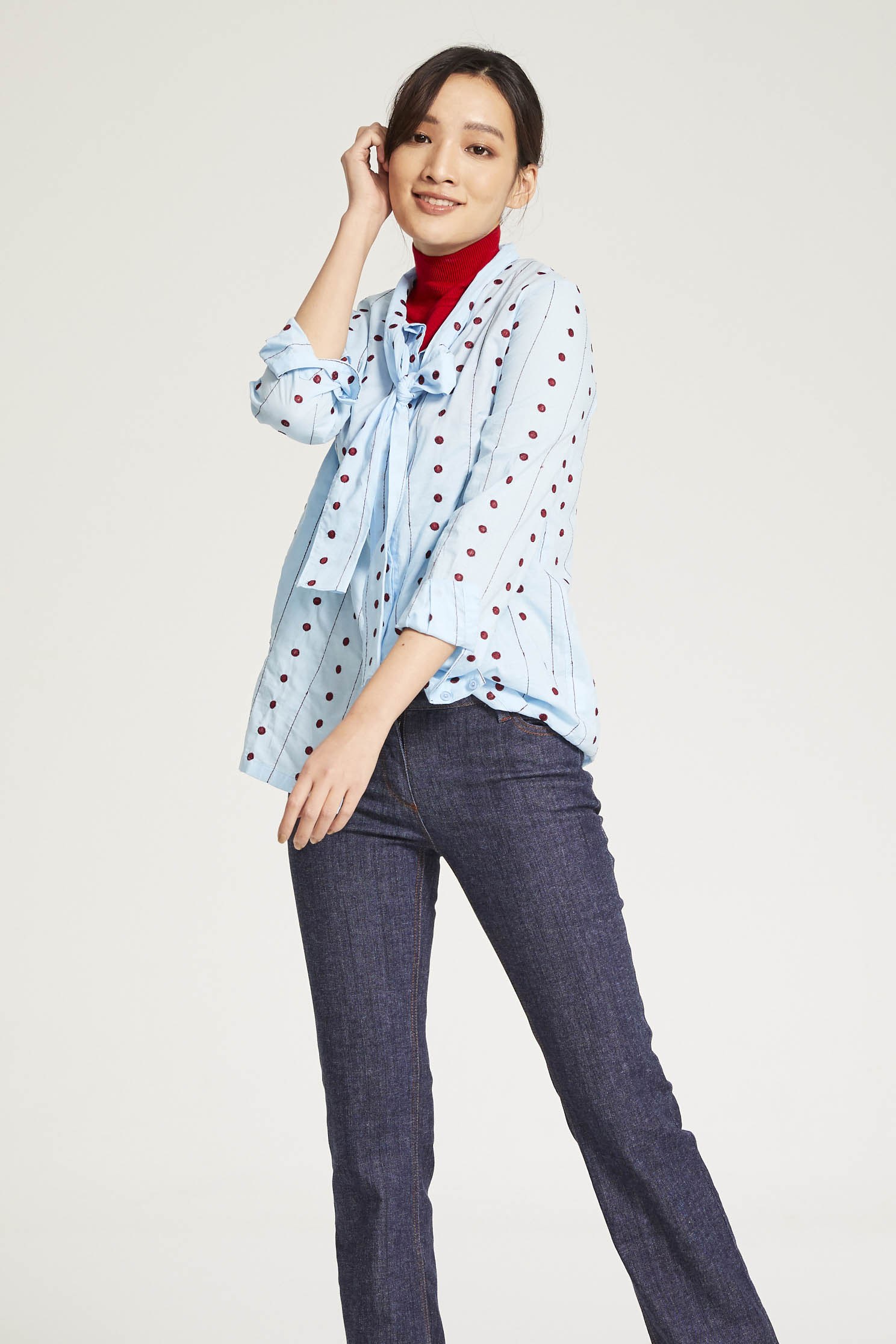printed knotted shirt,Blouse,Fairlsle life,長袖上衣