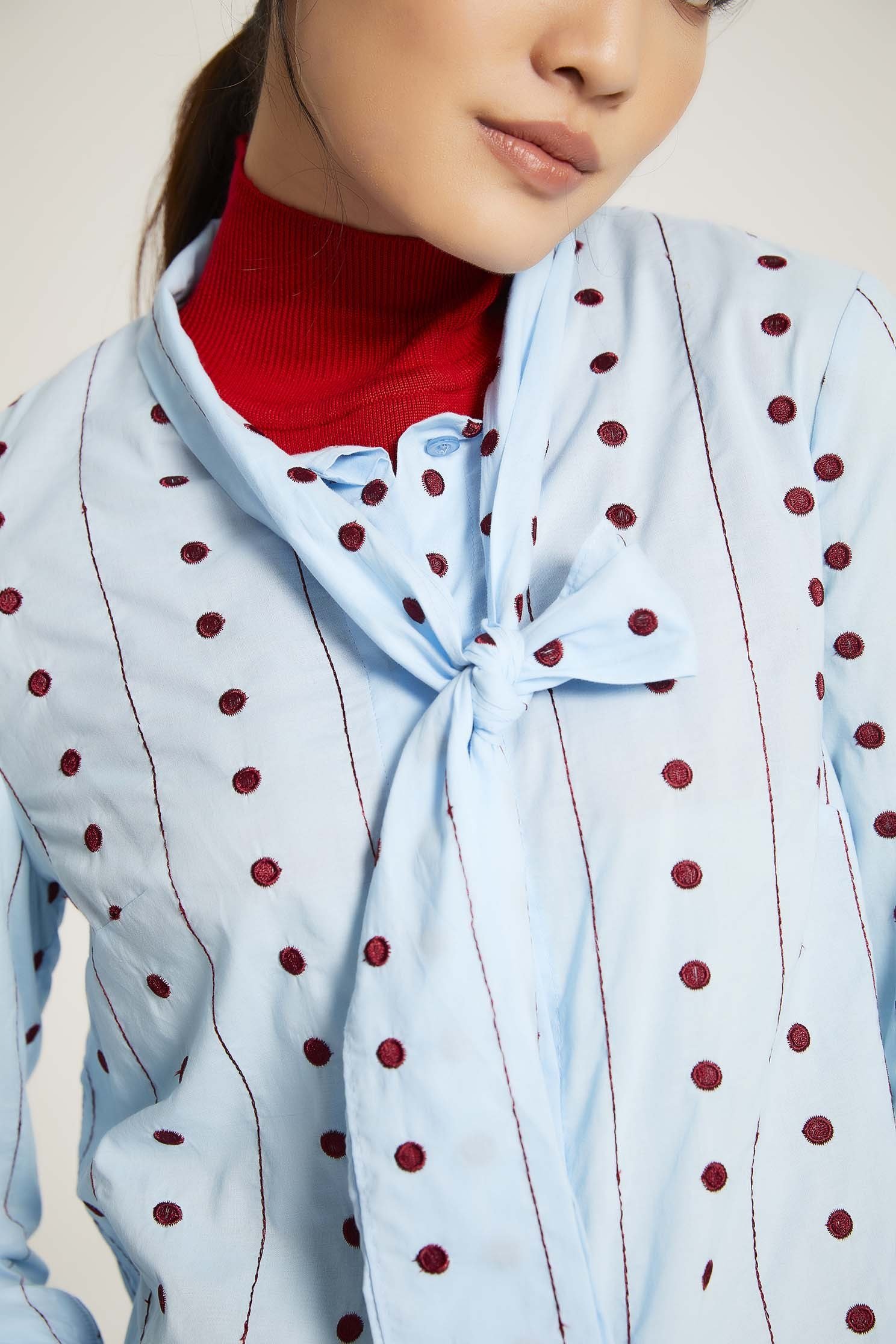 printed knotted shirt,Blouse,Fairlsle life,長袖上衣
