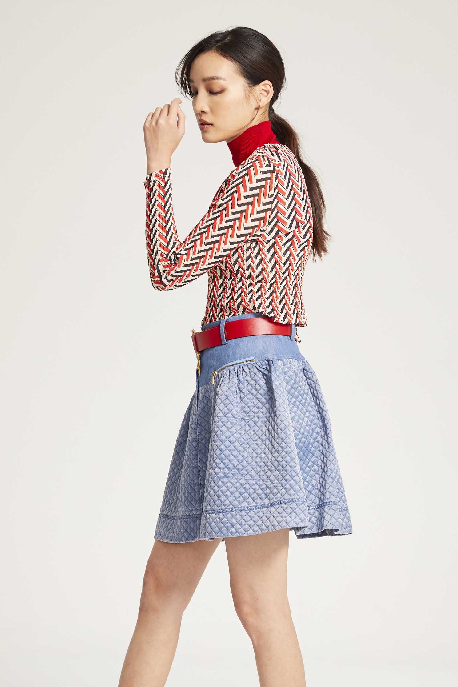 V-neck printed top,V-neck top,Top,Fairlsle life,長袖上衣