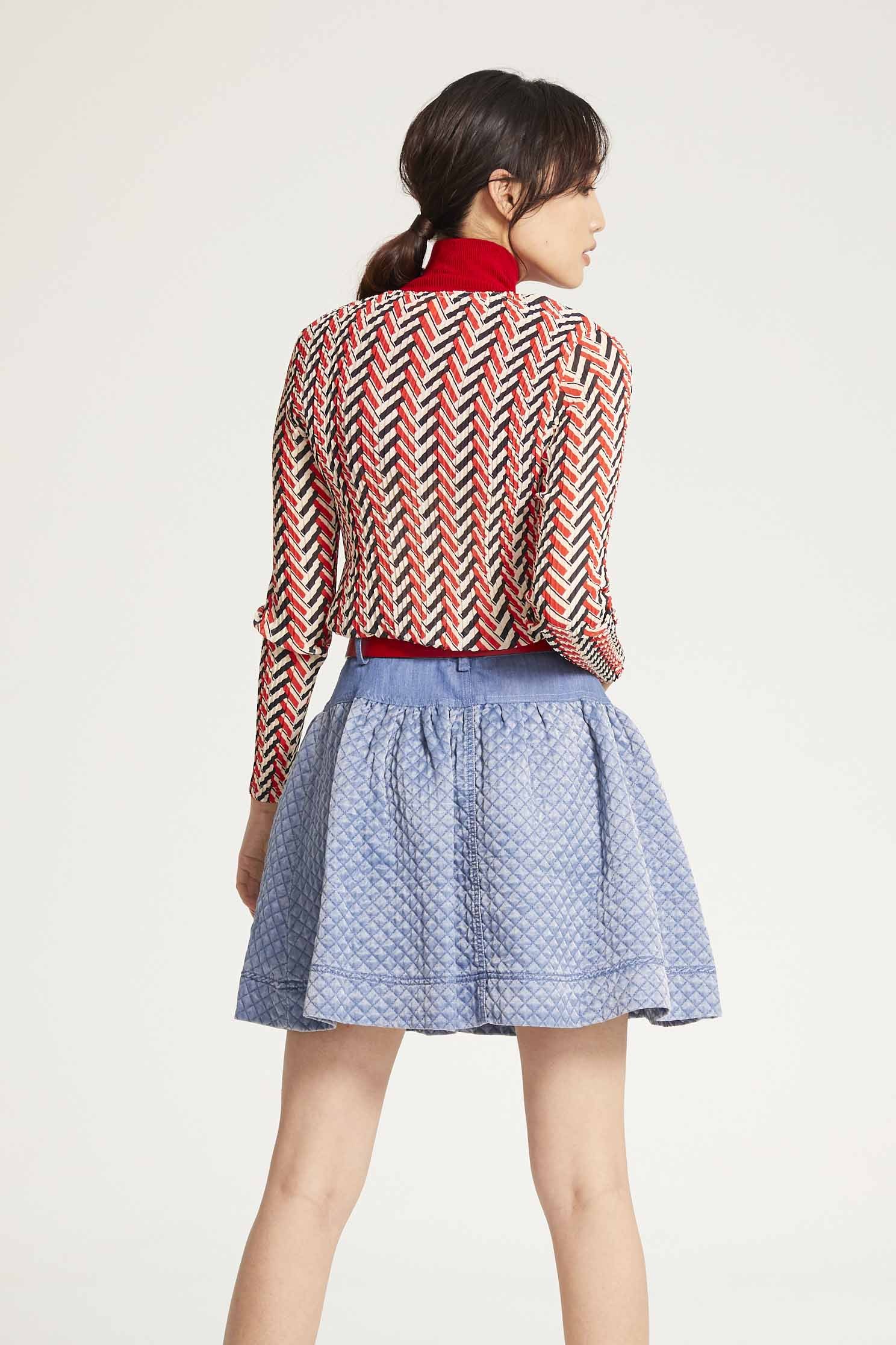 V-neck printed top,V-neck top,Top,Fairlsle life,長袖上衣