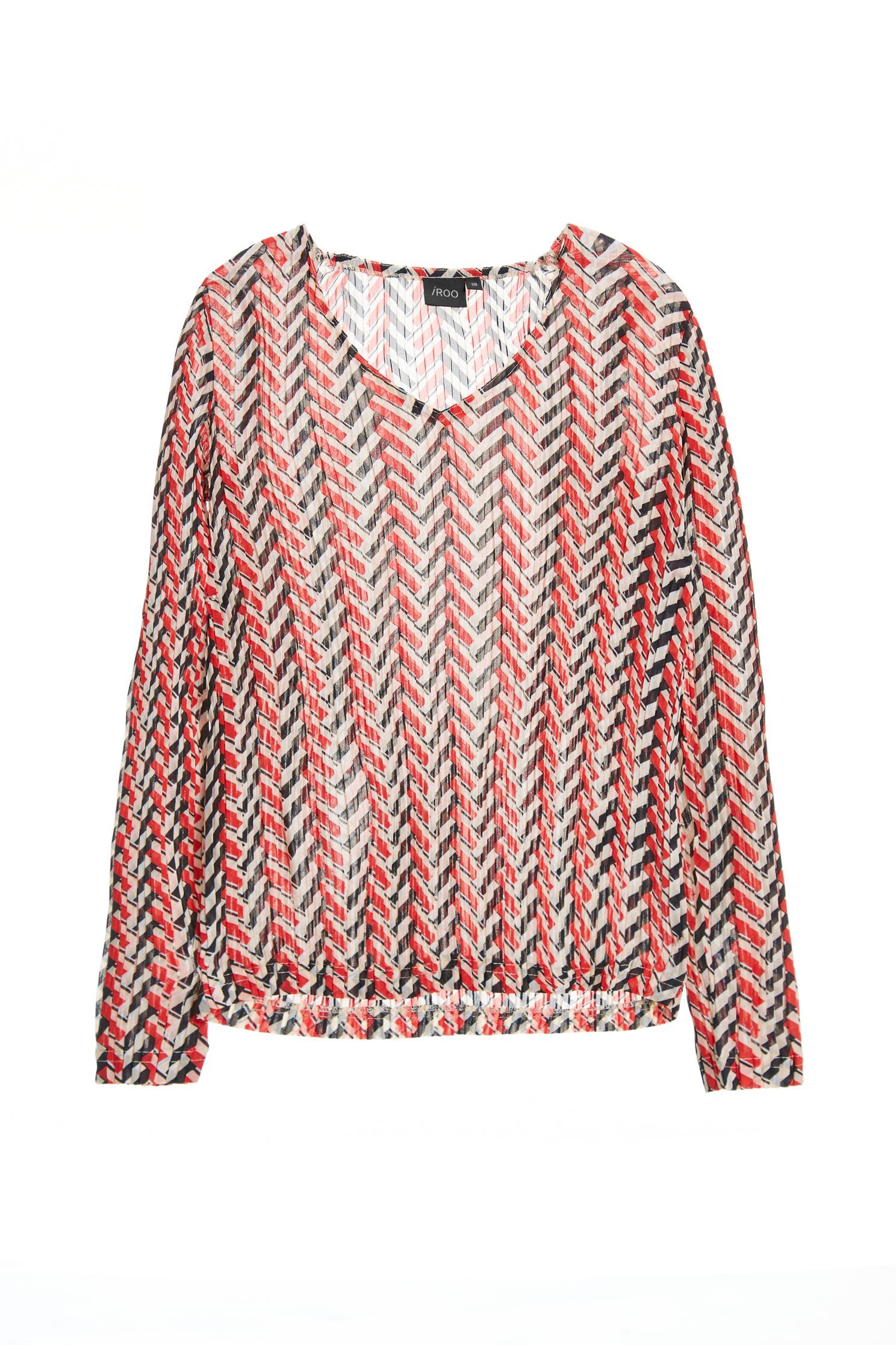 V-neck printed top,V-neck top,Top,Fairlsle life,長袖上衣