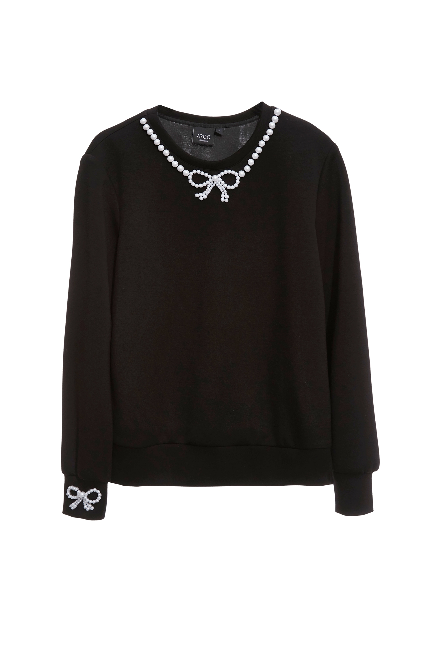 珍珠蝴蝶結縫飾單品上衣珍珠蝴蝶結縫飾單品上衣,上班OL穿搭,上衣,人氣商品,春夏穿搭,珍珠,簡約穿搭,約會特輯,蝴蝶結,黑色上衣