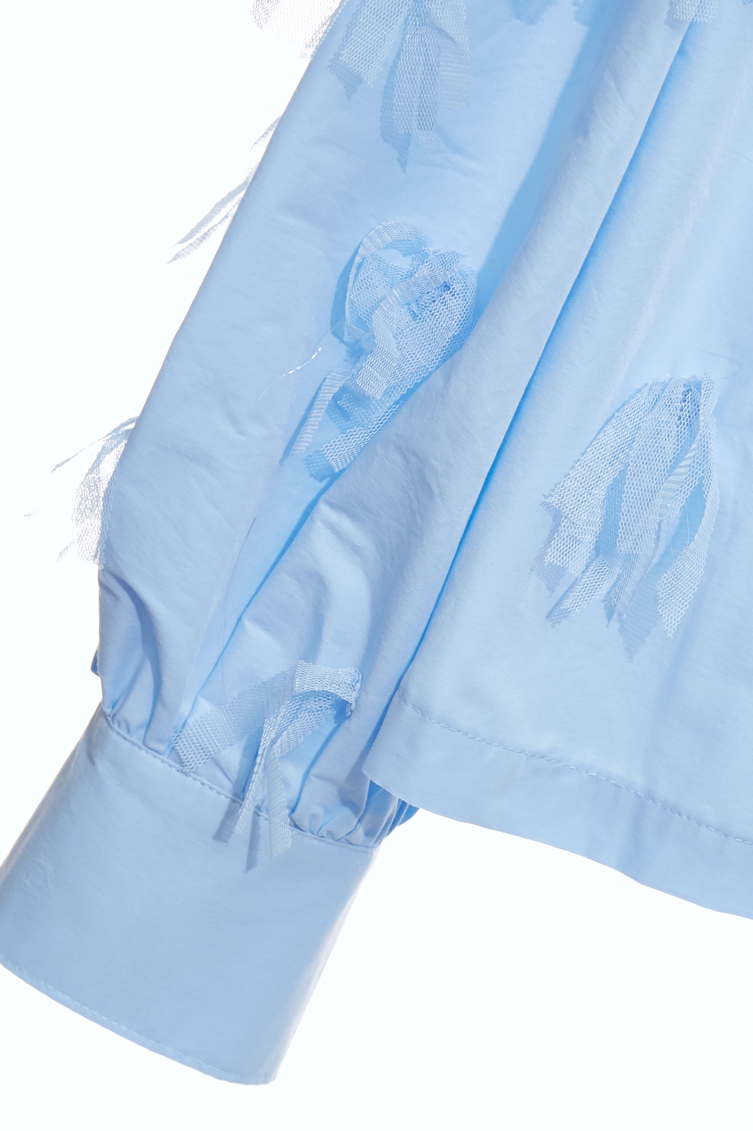 帆船藍鑲蝴蝶結上衣帆船藍鑲蝴蝶結上衣,上班OL穿搭,上衣,春夏穿搭,約會特輯,網紗,蝴蝶結,襯衫