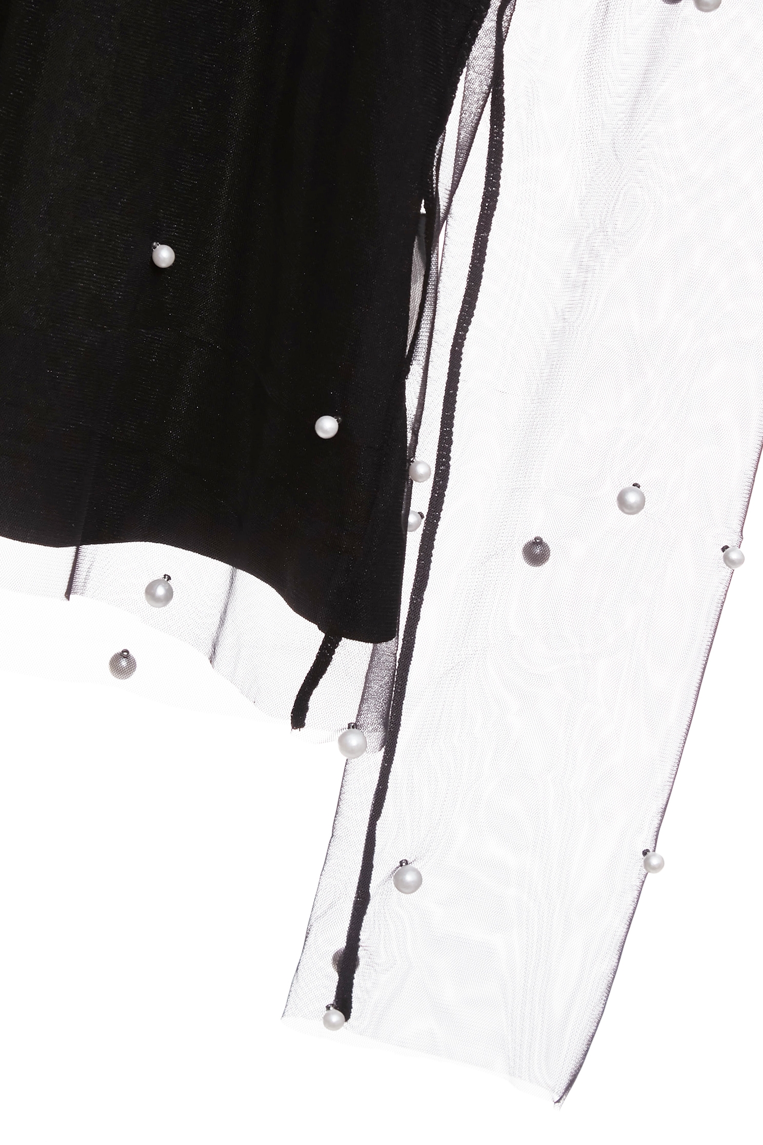 網布珍珠釘飾高領內搭網布珍珠釘飾高領內搭,上班OL穿搭,上衣,內搭上衣,春夏穿搭,派對特輯,珍珠,約會特輯,黑色上衣