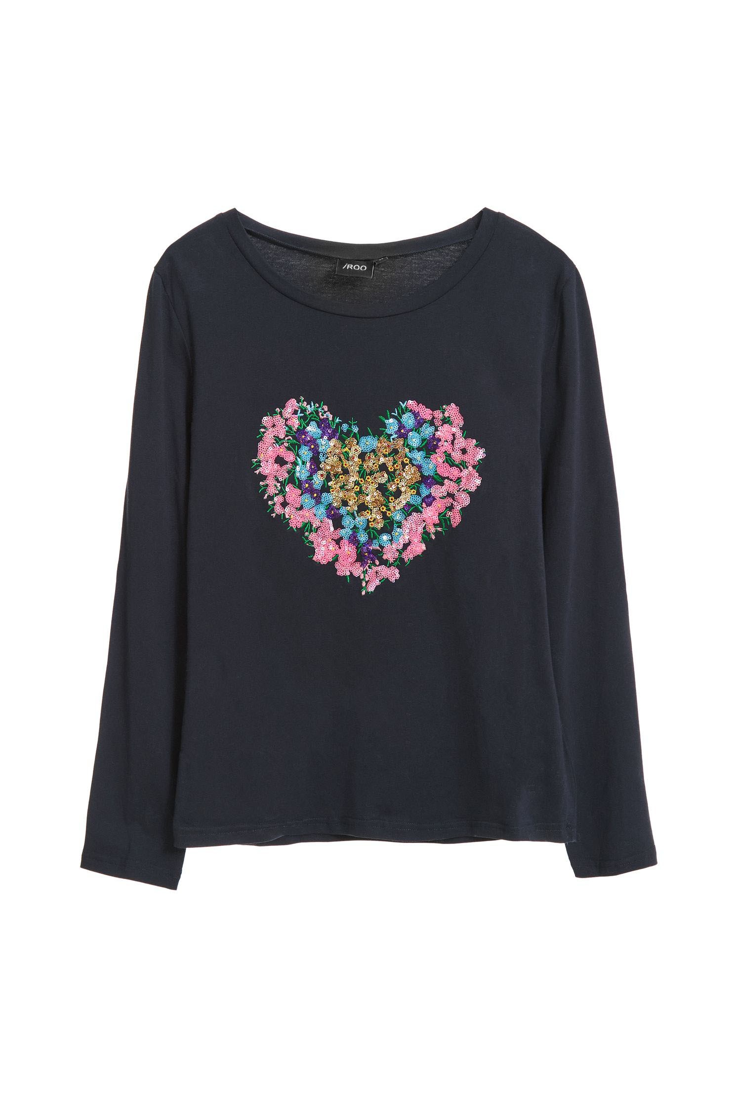 Heart-shaped pattern edgy,T-Shirt,embroidery,刺繡上衣,圓領上衣,Cotton,embroidered,繡花上衣,Fairlsle life,knitting,Knitted top,Knitted Top,長袖上衣