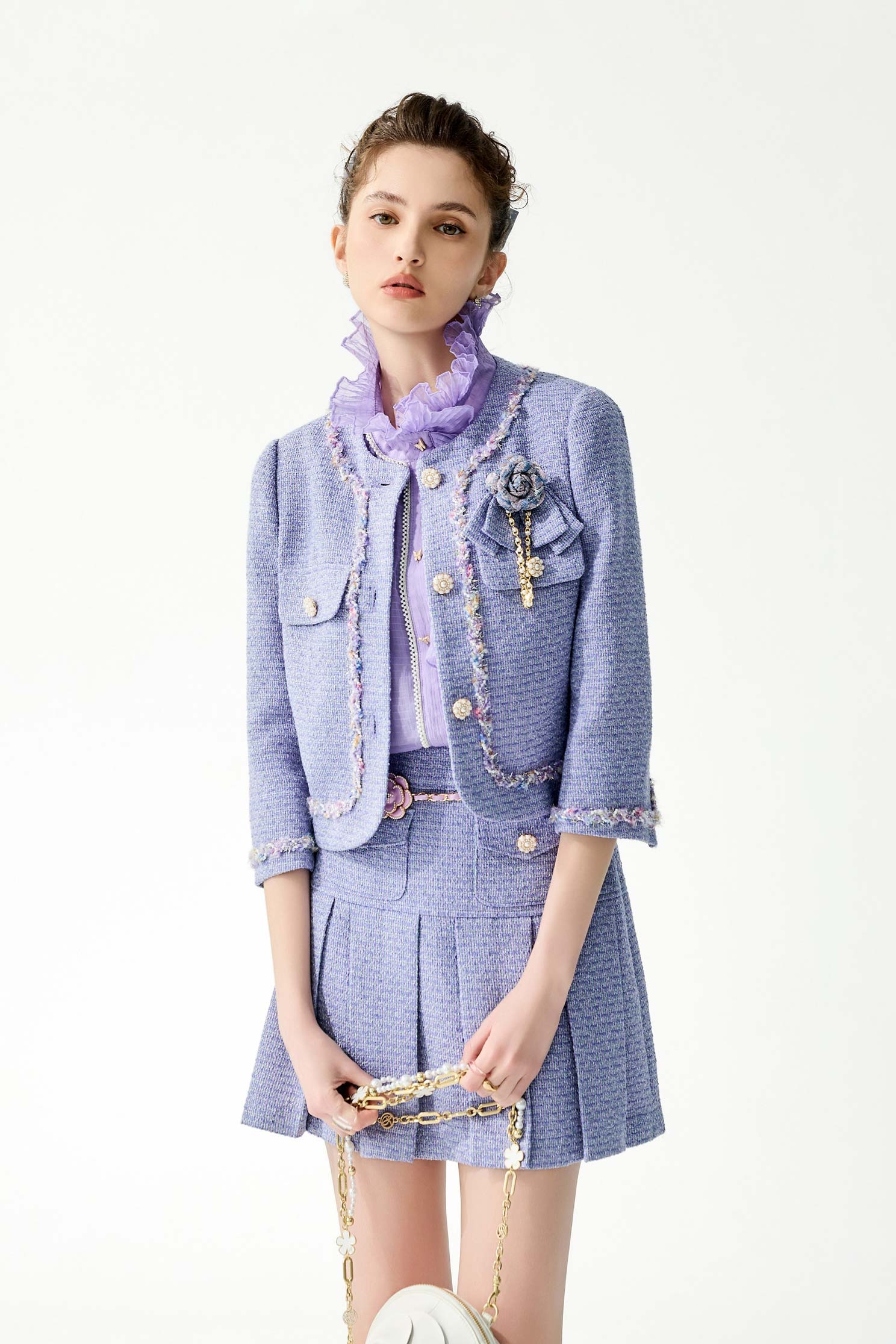 小香風神秘紫花呢紗外套小香風神秘紫花呢紗外套,一般外套,人氣商品,外套,小香風,春夏穿搭