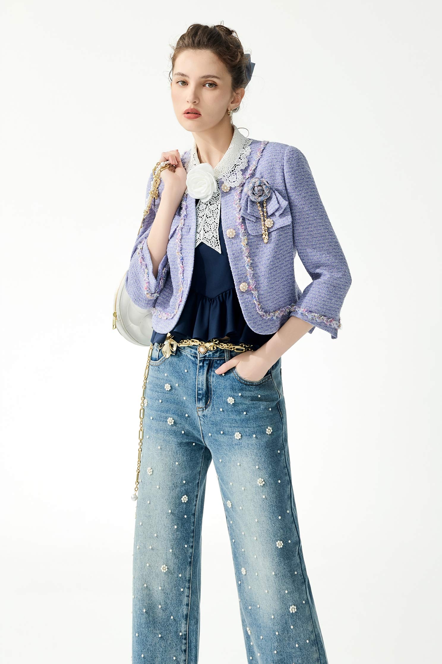 小香風神秘紫花呢紗外套小香風神秘紫花呢紗外套,一般外套,人氣商品,外套,小香風,春夏穿搭