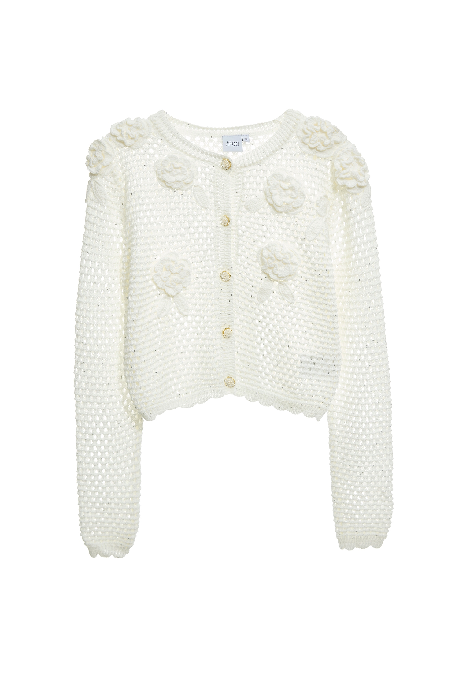 閃光手鉤花卉開襟針織外套閃光手鉤花卉開襟針織外套,一般外套,人氣商品,外套,春夏穿搭,白色外套,針織,針織外套